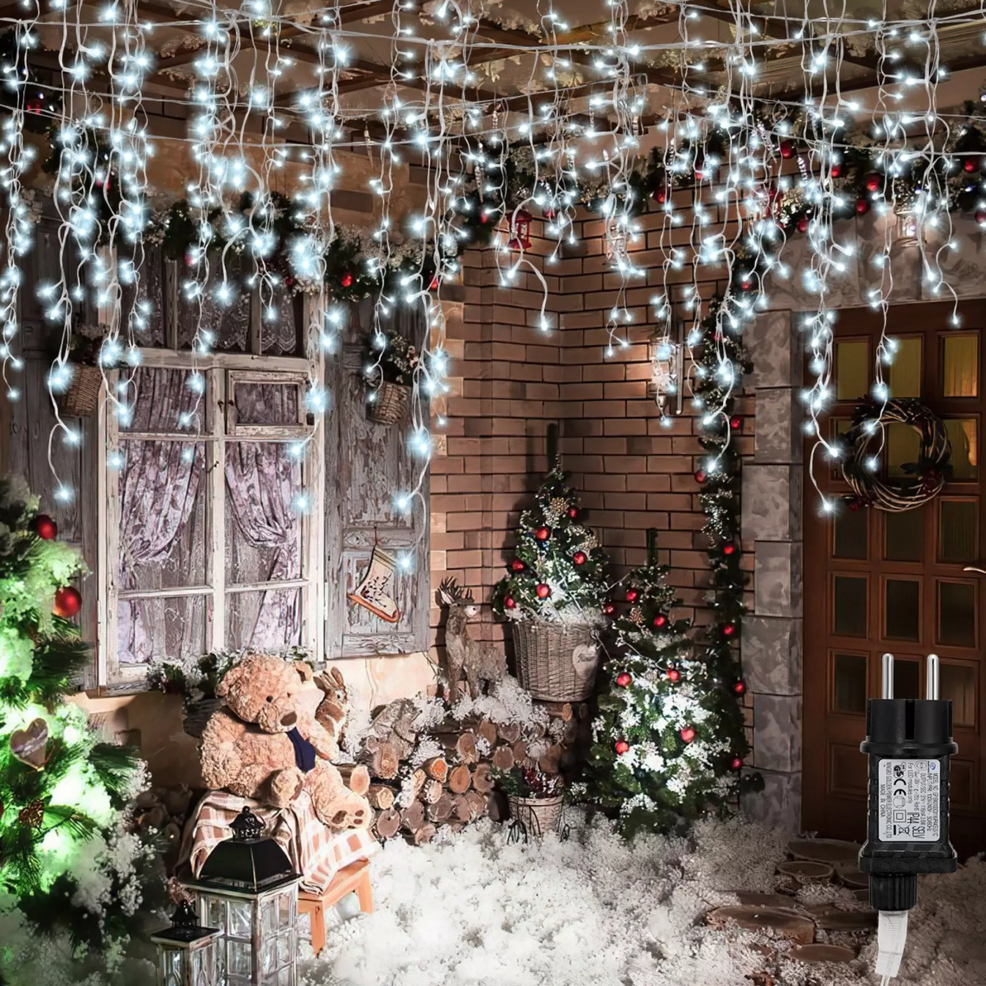 Merkloos 10M 200 Led Gordijn Led Kerstverlichting Gordijn Kerstverlichting Gordijn Voor Binnen En Buiten -Timer- 200 Led Lampjes- Koud Wit Best Sale