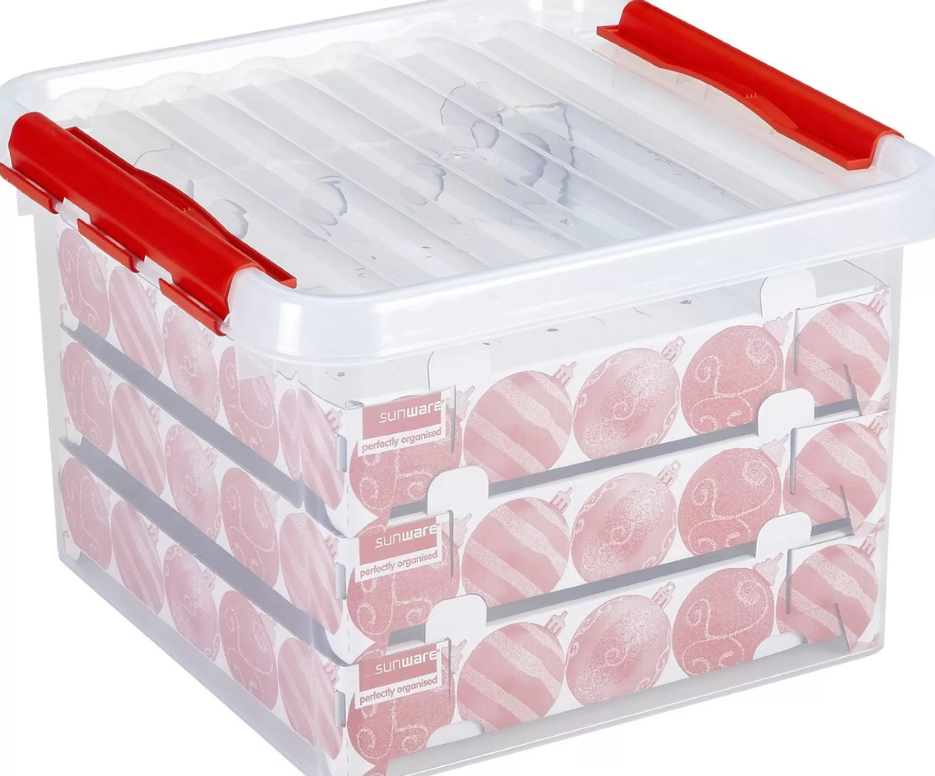 Bellatio Decorations 2X Kerstballen Opruimen Opbergboxen 26 Liter - Voor 75 Kerstballen Per Box - Kerstversiering/Kerstdecoratie Kerstballen Opruimen/Opbergen Cheap