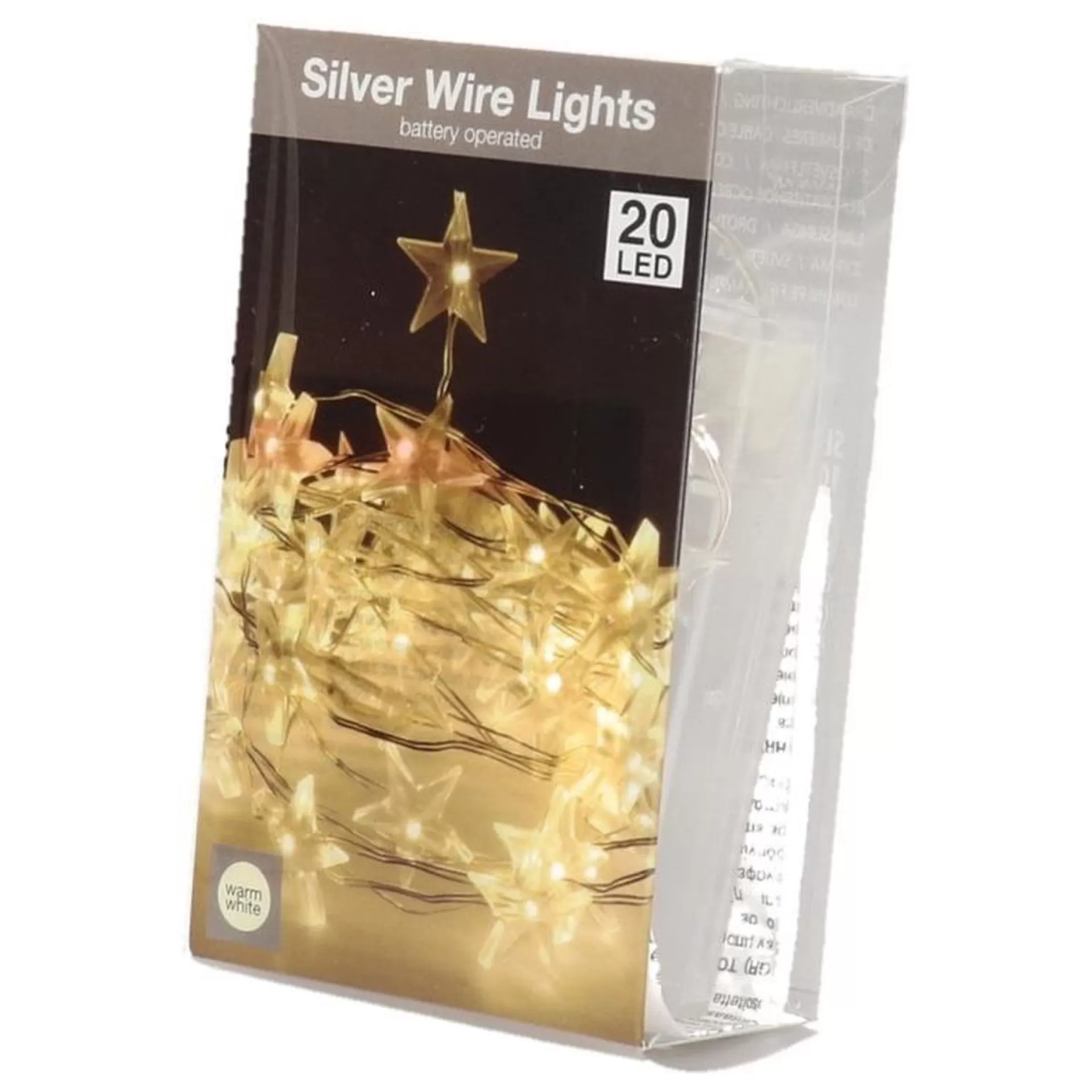 Merkloos Kerstlichtsnoeren>2X Ster Verlichting Zilverdraad Op Batterij Warm Wit 20 Lampjes