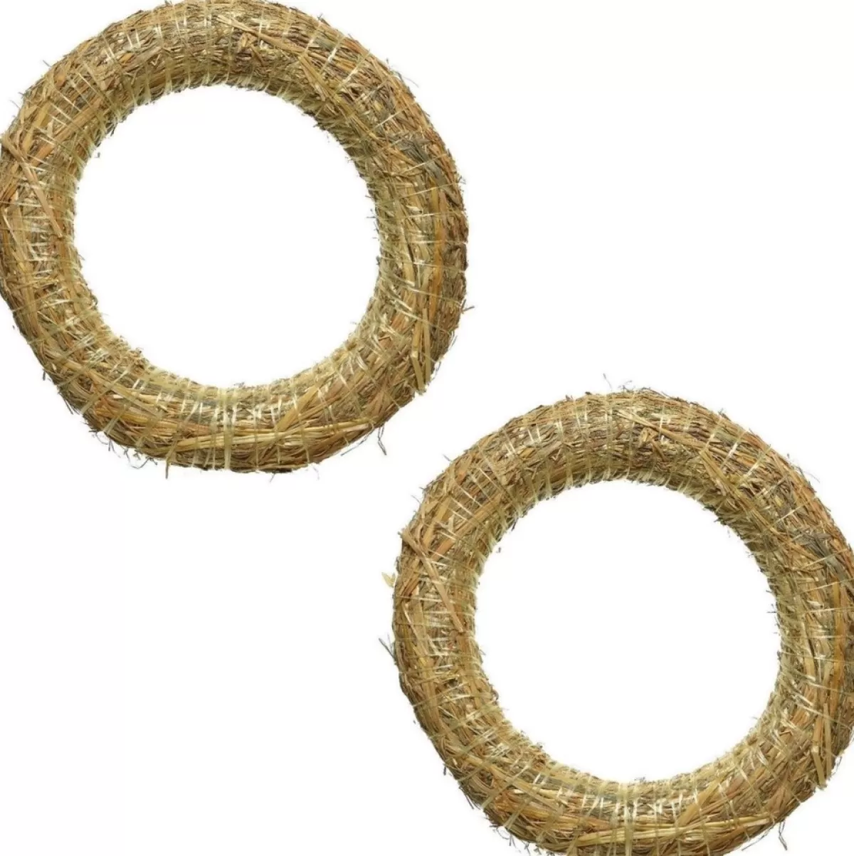 Merkloos Kerstkransen>2X Stro Kerstkrans Om Te Decoreren 20 Cm - Kerst Deurkransen - Strokransen
