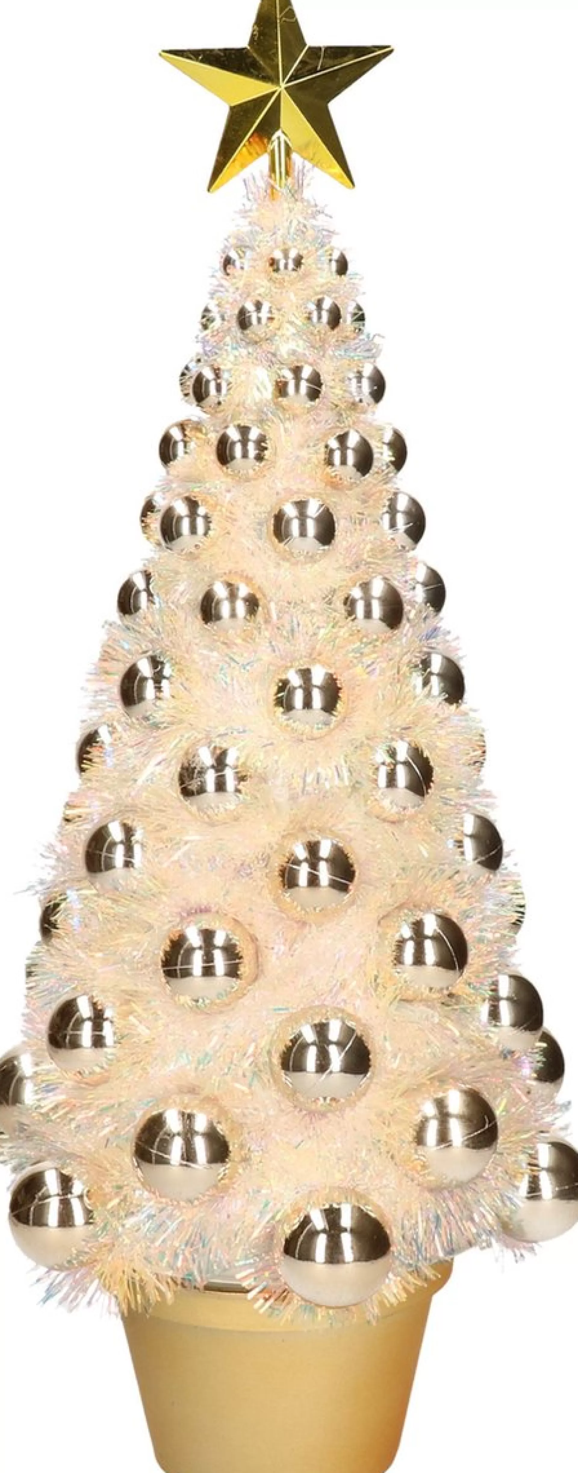 Merkloos 2X Stuks Complete Kunstkerstbomen Met Lichtjes En Ballen Goud - Kerstversiering - Kerstbomen - Kerstaccessoires - Kerstverlichting Goudkleurig Fashion