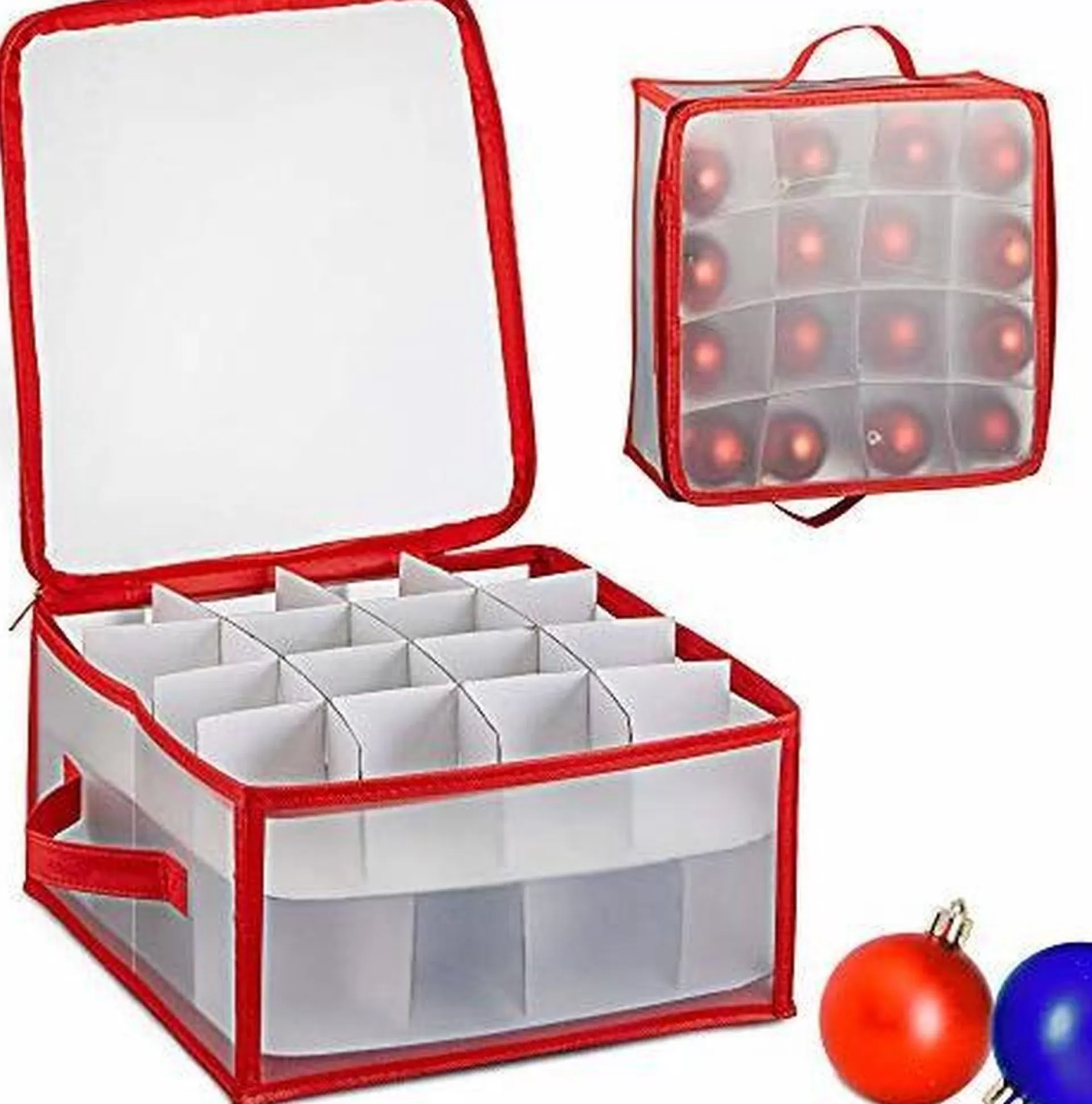 Bellatio Decorations 2X Stuks Kerstballen Opruimen/Opbergen Opbergboxen Voor 32 Kerstballen 30 X 3 - Kerstballen Boxen/Dozen New