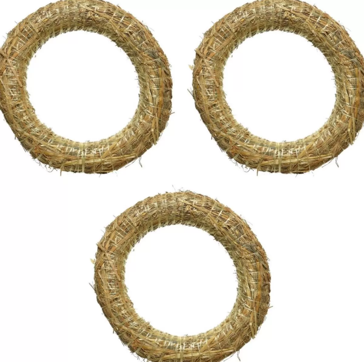 Merkloos Kerstkransen>3X Stro Kerstkransen Om Te Decoreren 25 Cm - Kerst Deurkransen - Strokransen