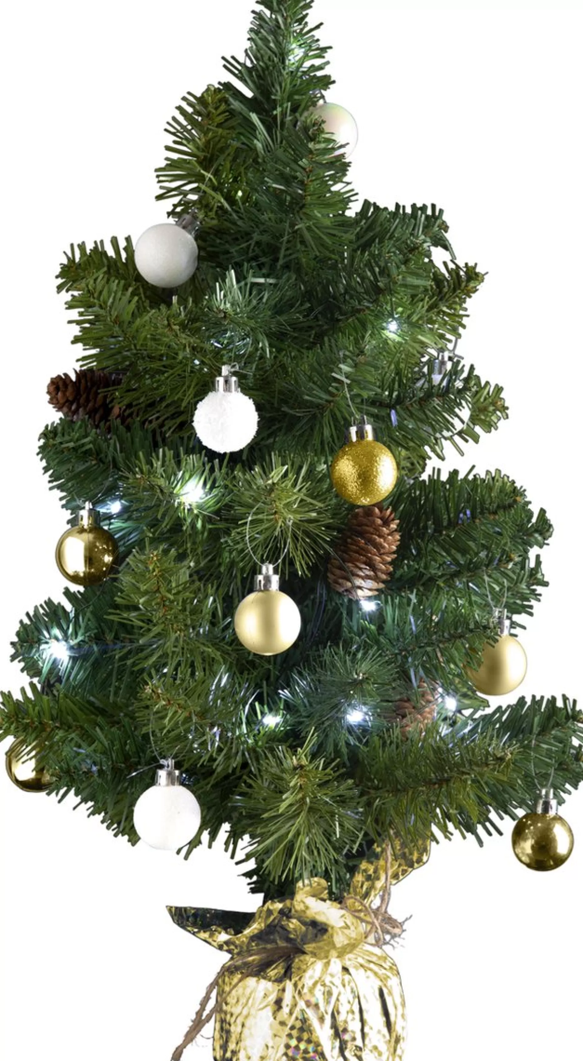 Merkloos 4Goodz Kunstkerstboom All-In-One Led Verlichting En Versiering 50Cm - Goud/Wit Sale