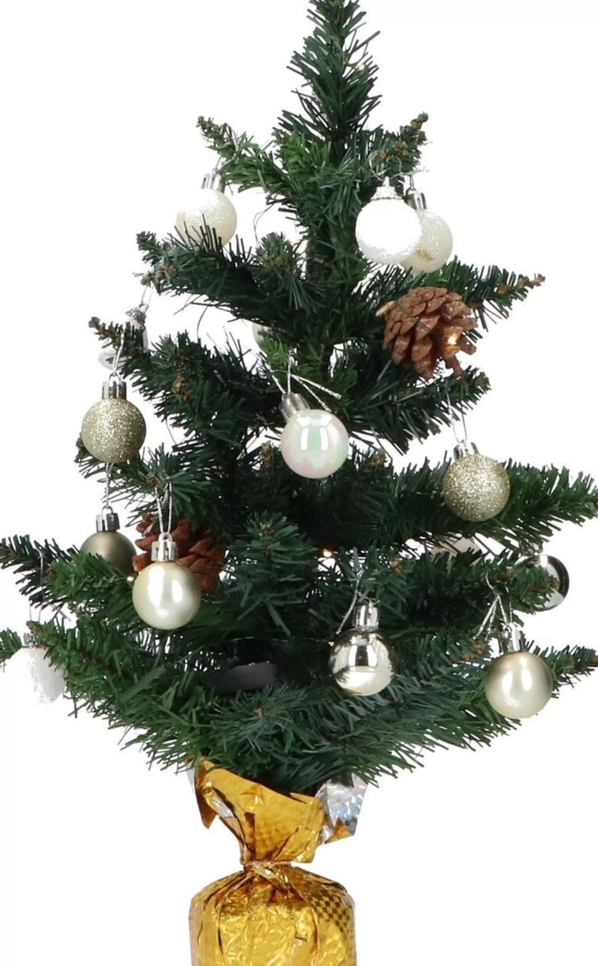 Merkloos 4Goodz Kunstkerstboom All-In-One Led Verlichting En Versiering 50Cm - Goud/Wit Sale