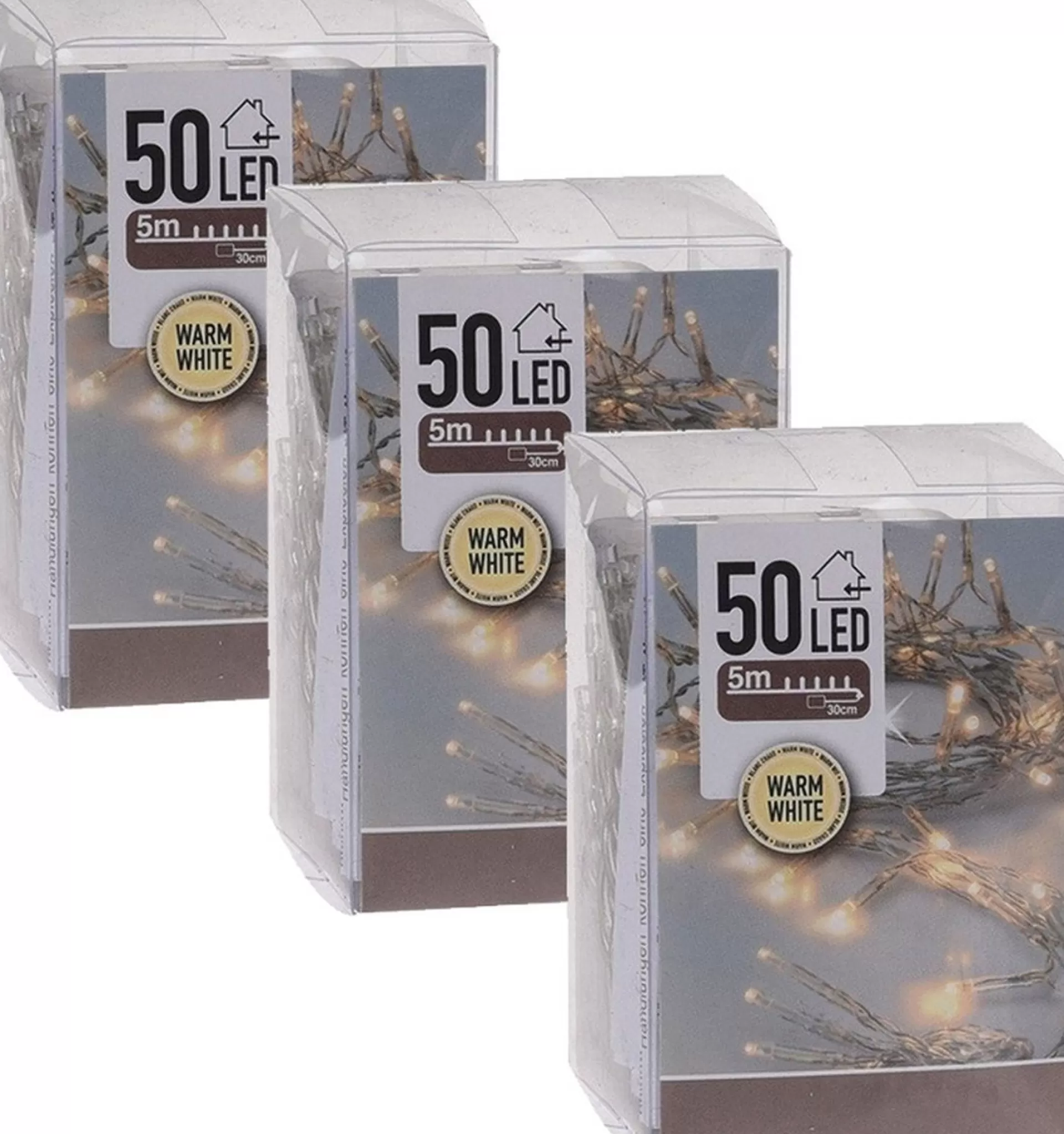 Merkloos Kerstlichtsnoeren>8X Kerstverlichting Op Batterij Warm Wit 50 Lampjes - Warm Witte Kerstlampjes/Kerstlichtjes