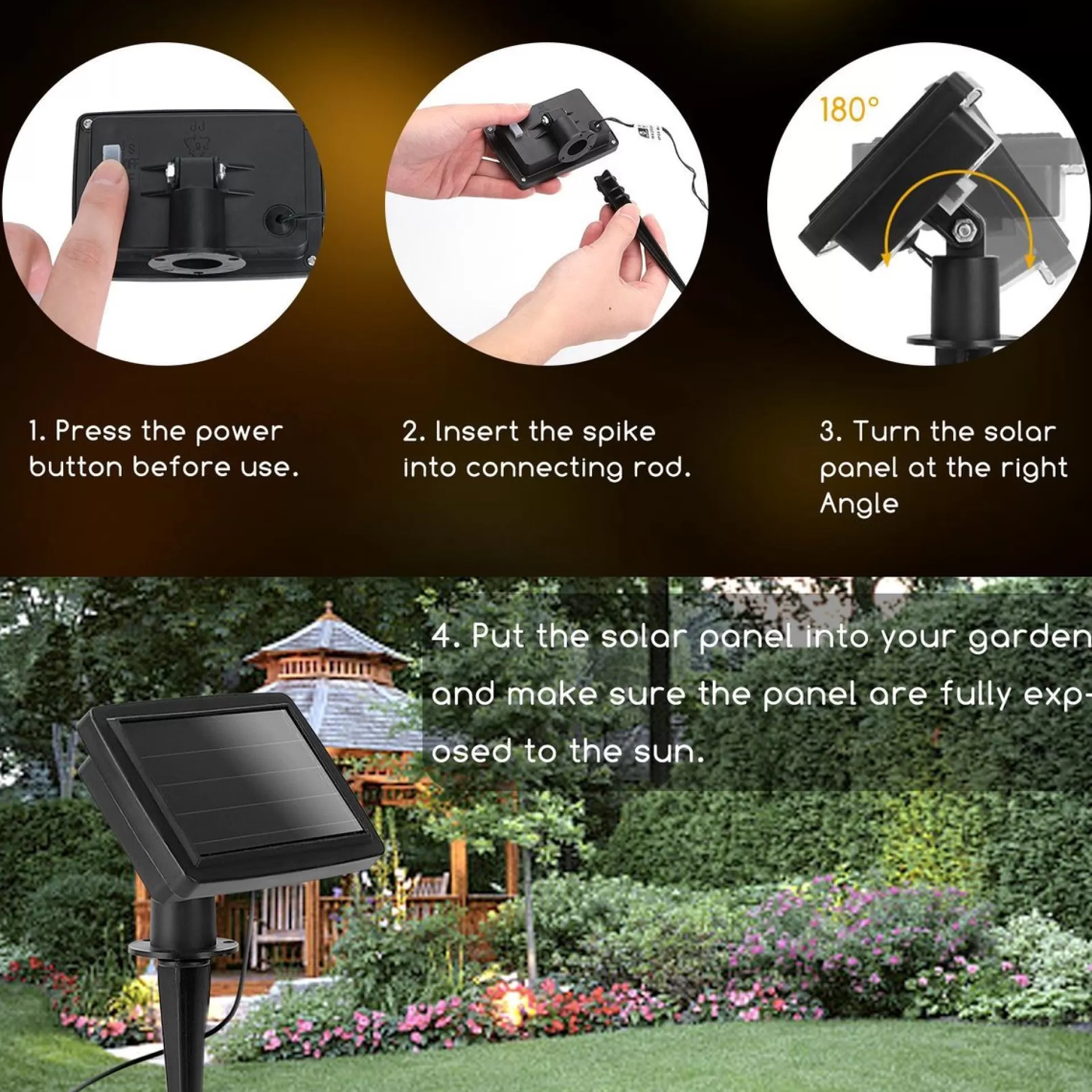 Aigostar 10Vrl Tuinverlichting Lichtsnoer - Kerstverlichting Buiten - Zonne Energie - 20 Led - Partyverlichting - 5.8M - Buiten Store