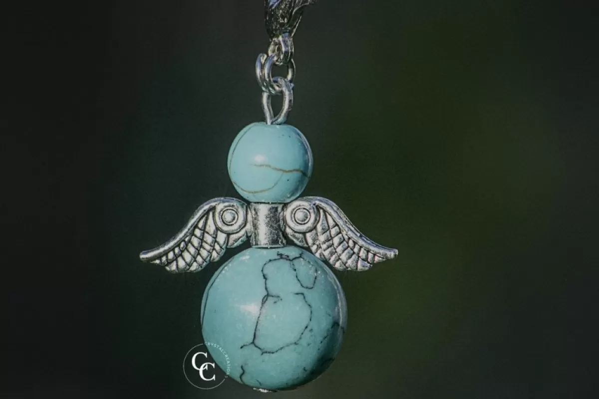 CC Kerstbeelden>Beschermengel Turquoise , ( Turkoois , Halfedelsteen ) , Chakra Engel , Geluksengel , Silverwing . ( Meerdere Varianten Beschikbaar !!! )