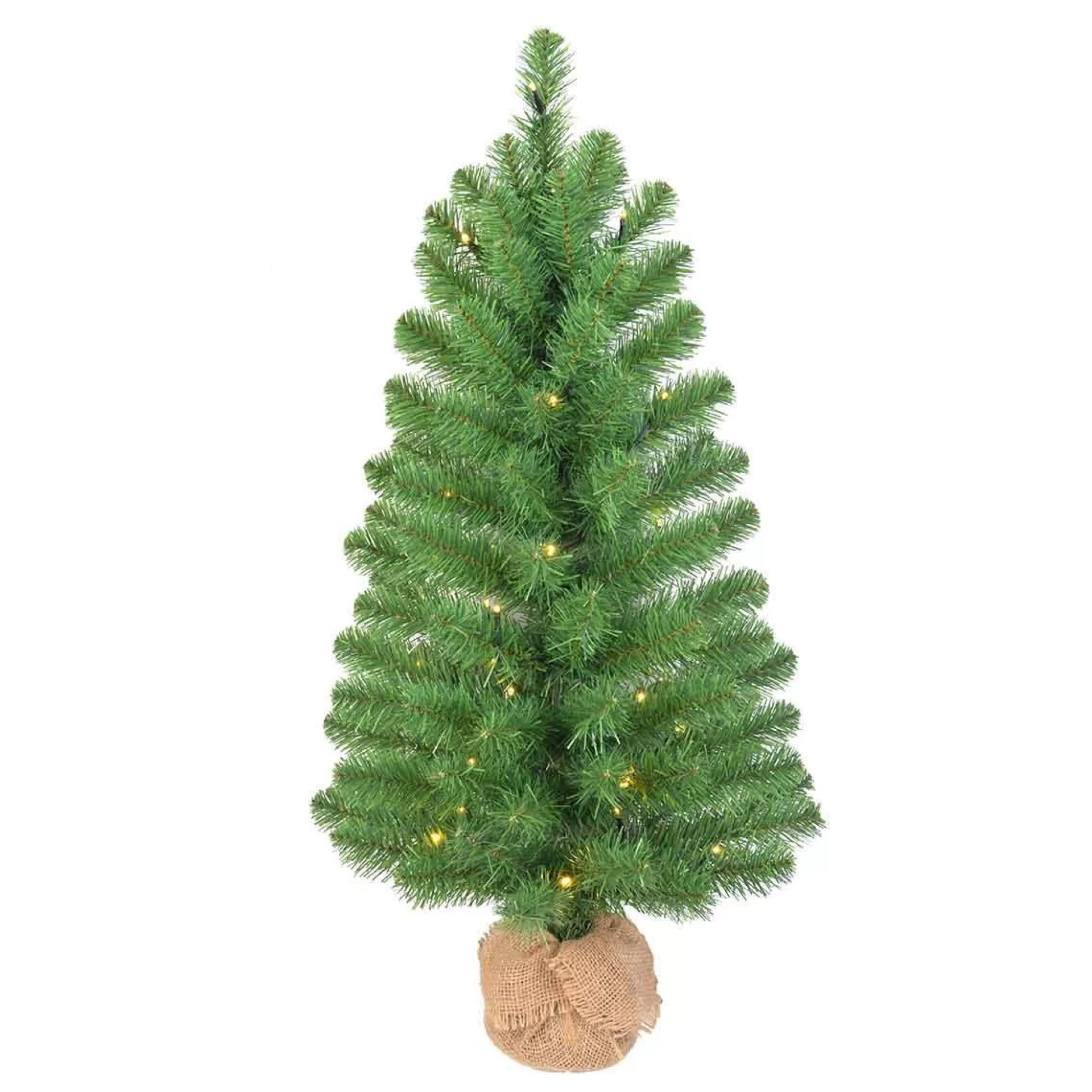 Black Box Kunstkerstboom Met Led Met Jute Op Batterij Roundstone Maat In Cm: 90 X 48 Groen 40 Lampjes Met Warmwit Led - Groen Best