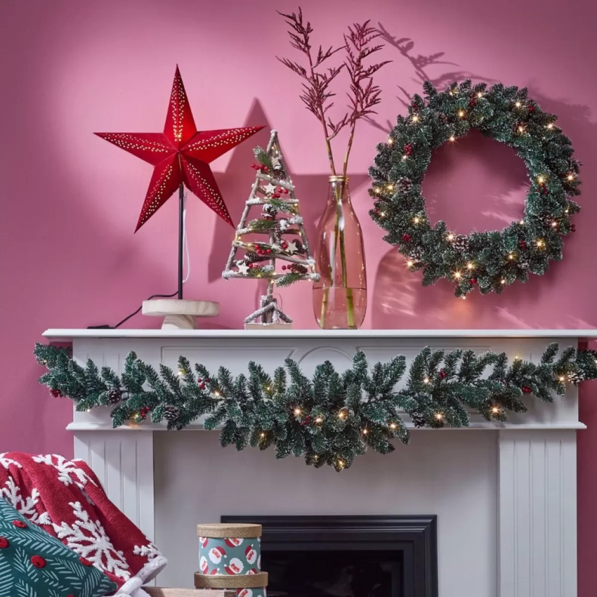 Black Box Kerstkransen> Trees Creston Kerstkrans Met Decoratie - O45 Cm - Frosted Green
