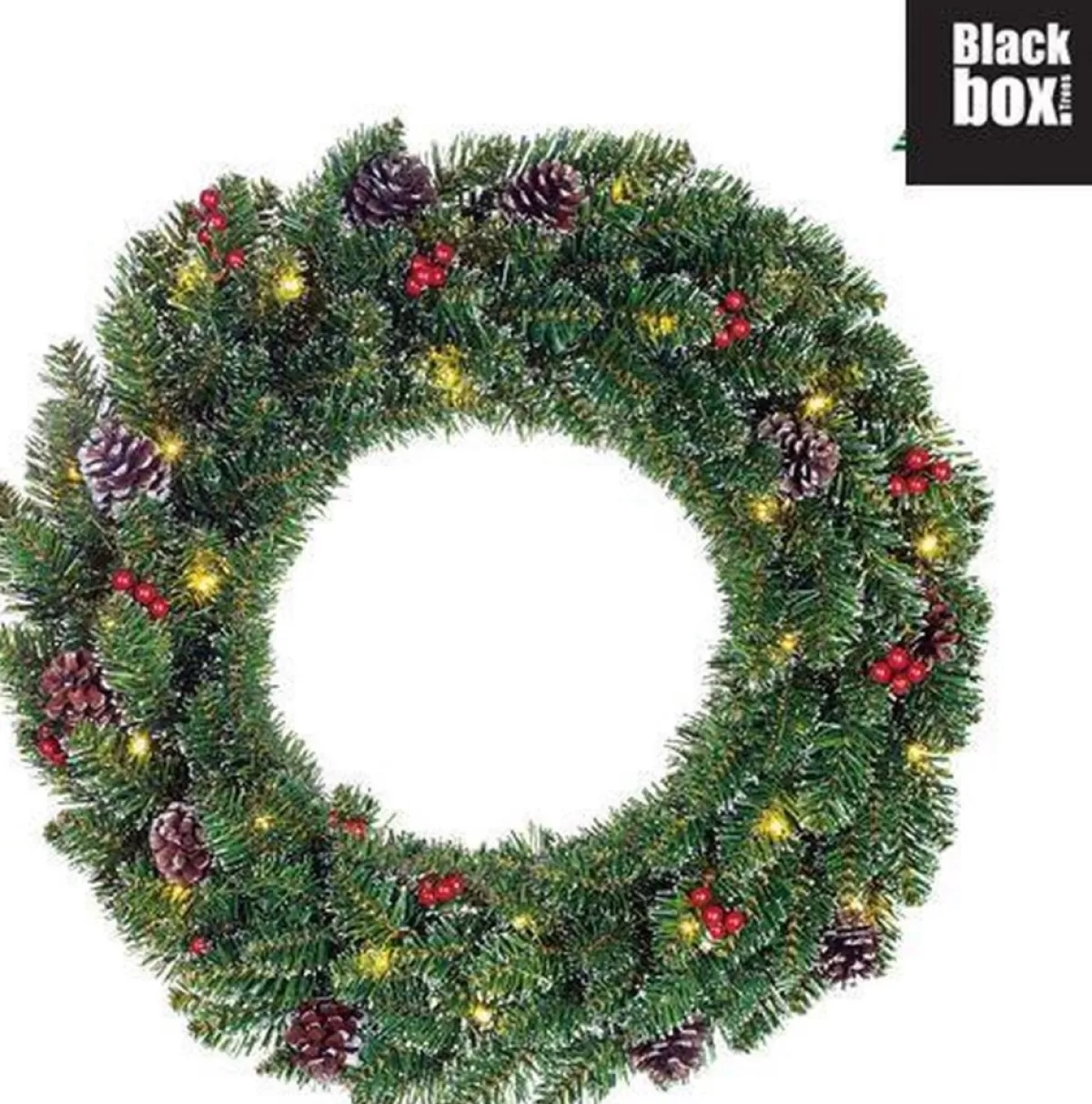Black Box Kerstkransen> Trees Creston Kerstkrans Met Led Verlichting - O60 Cm - Groen
