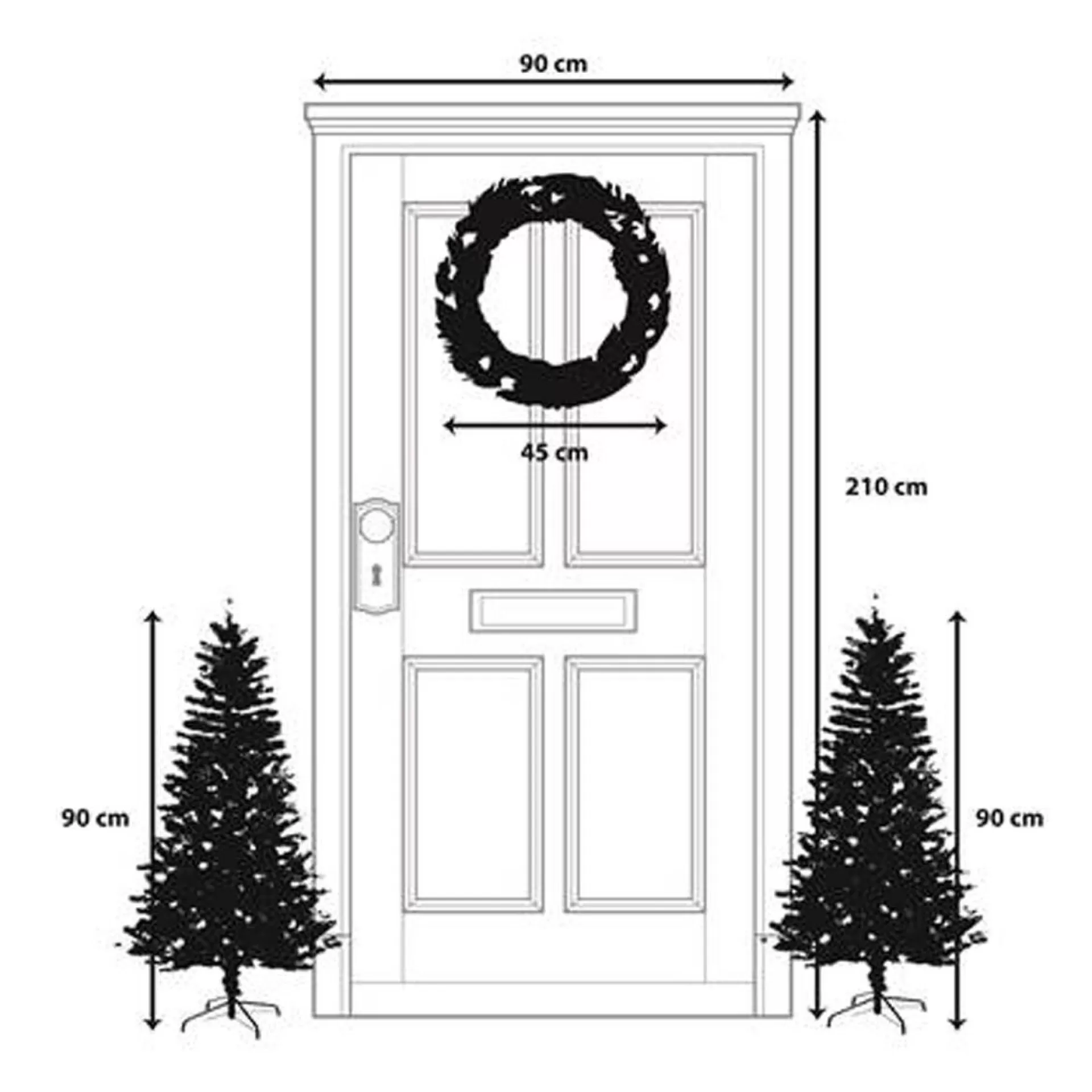 Black Box Trees Glendon Set Van 2 Kerstbomen En 1 Krans Met Led Verlichting - Groen Outlet