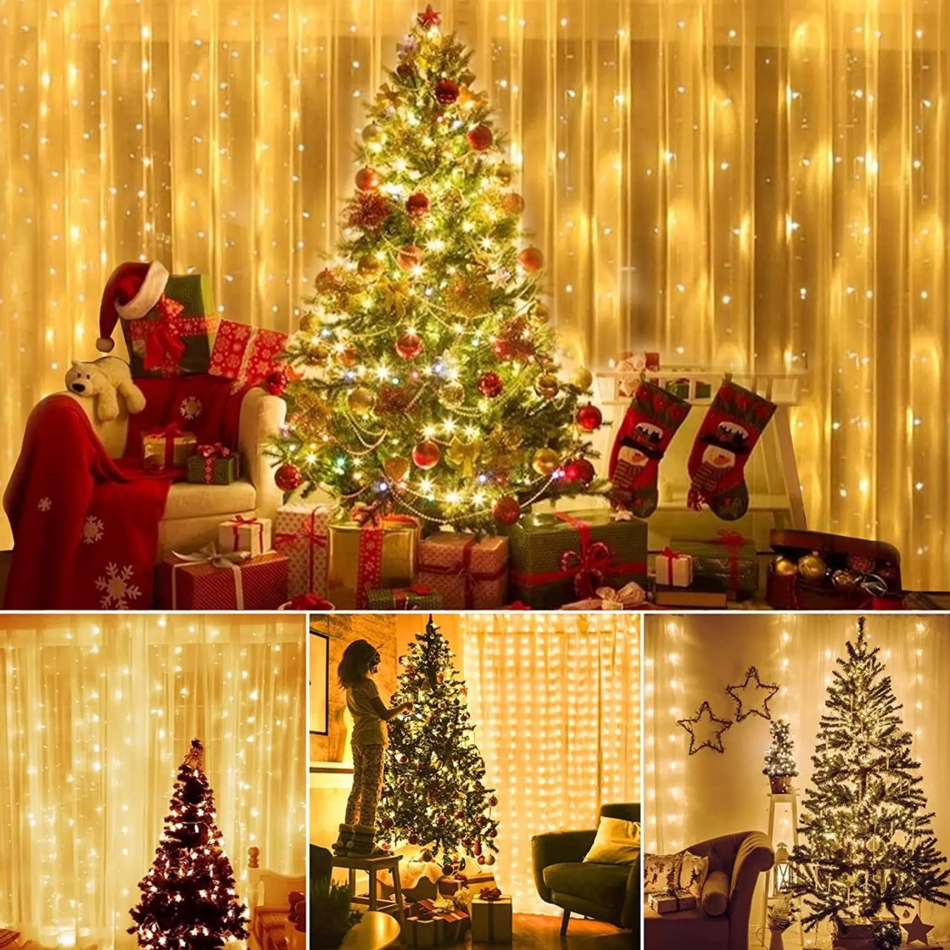 BOTC Led Lichtgordijn Sfeerverlichting - Inclusief Afstandsbediening - Led Kerstverlichting Lichtgordijn - 3 Meter - 300 Lichten - Warm Wit Best Sale