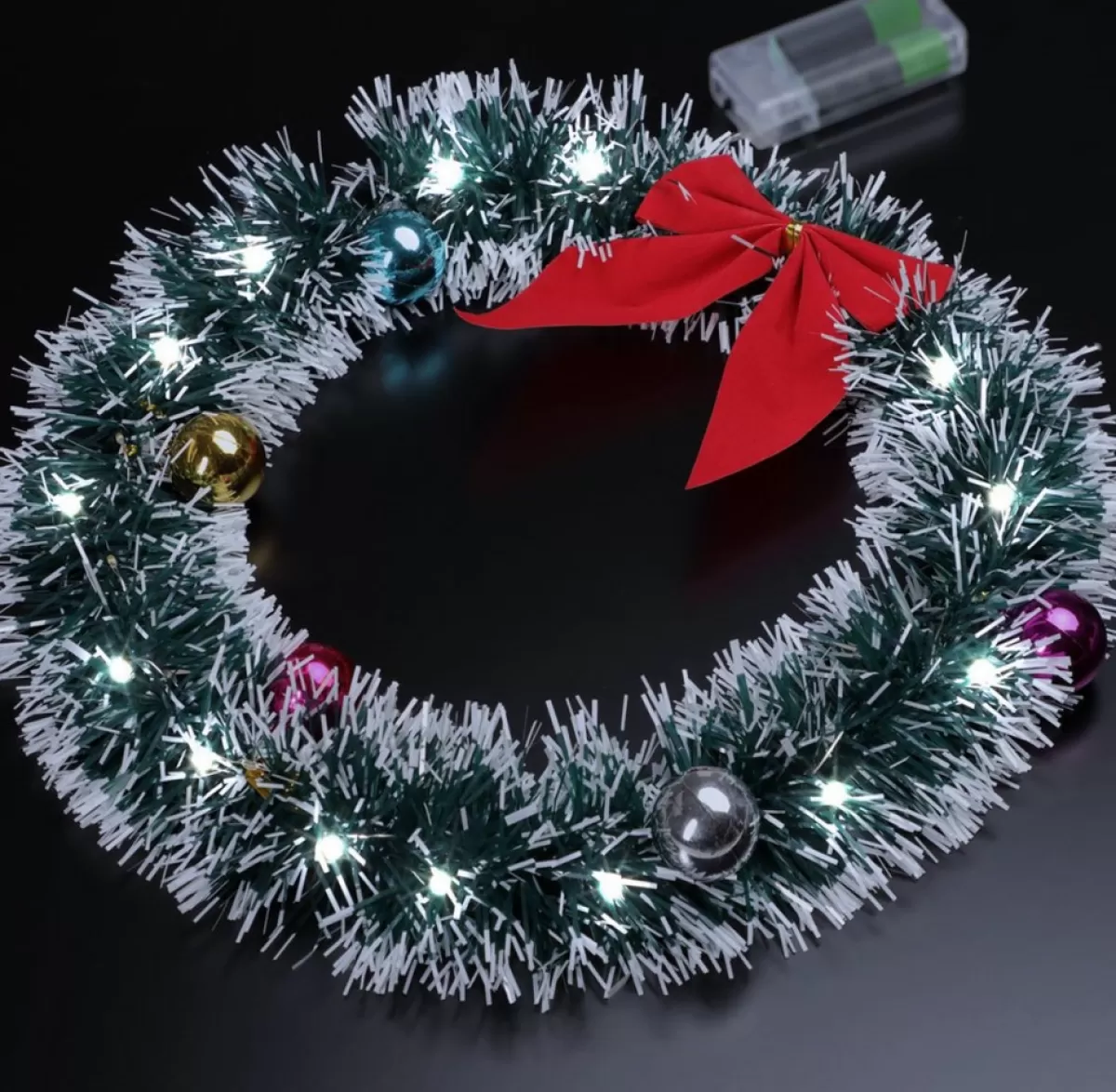 Casaria Kerstkransen> Kerstkrans 32Cm 20X Led Werkt Op Batterijen Deurkrans Kerstdeco Rood