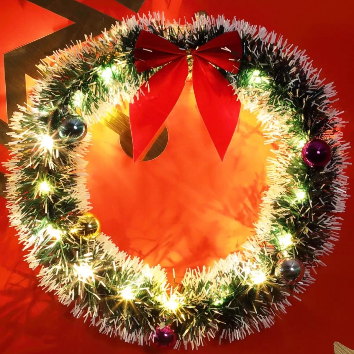 Casaria Kerstkransen> Kerstkrans 32Cm 20X Led Werkt Op Batterijen Deurkrans Kerstdeco Rood