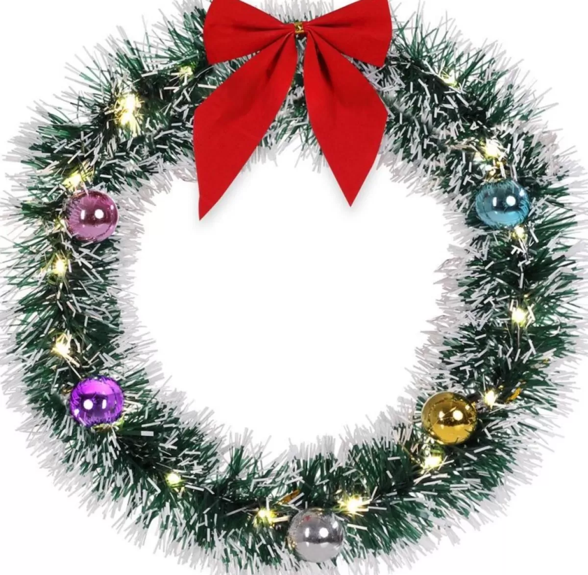 Casaria Kerstkransen> Kerstkrans 32Cm 20X Led Werkt Op Batterijen Deurkrans Kerstdeco Rood