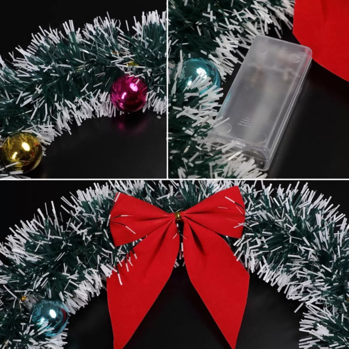 Casaria Kerstkransen> Kerstkrans 32Cm 20X Led Werkt Op Batterijen Deurkrans Kerstdeco Rood