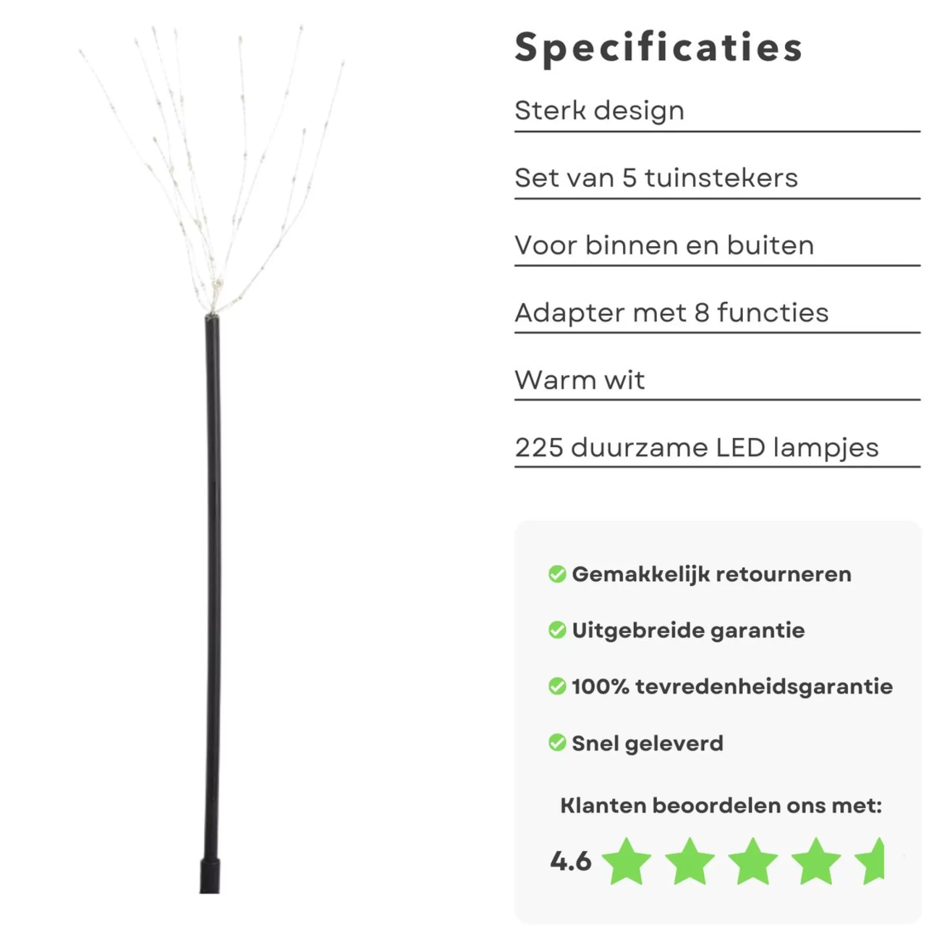 Cheqo ® Kerst Tuinlantaarn - Tuinlamp Met Grondspies - Tuinverlichting Kerst - Kerstverlichting - Tuinsteker Lamp - 5 Stuks - Met Timer - Op Batterijen Online
