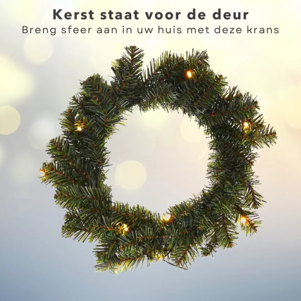 Cheqo Kerstkransen>® Kerstkrans Met Led Verlichting - Krans - Kerstdecoratie - Kerstmis - Met Timer Functie - O35 Cm