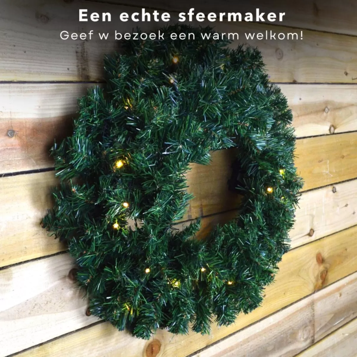 Merkloos Kerstkransen>Cheqo® Kerstkrans Met Led Verlichting - Krans - Kerstdecoratie - Kerstmis - Met Timer Functie - O50 Cm