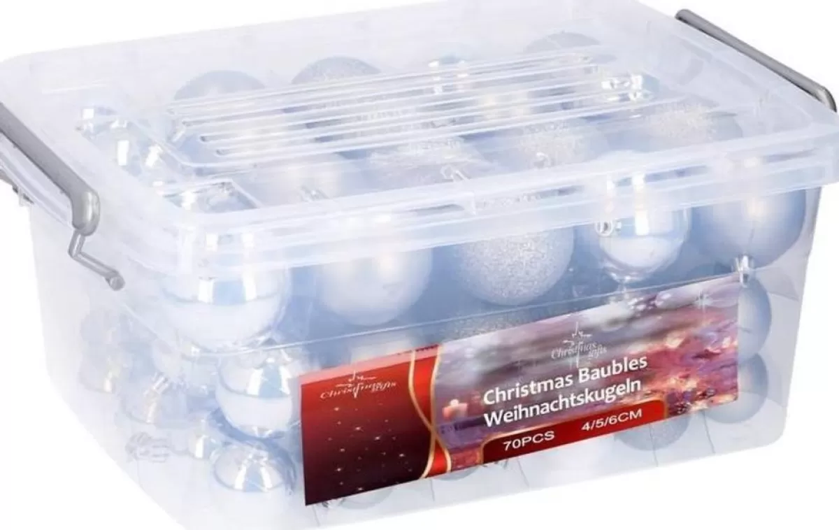 Christmas gifts Kerstboomversieringen> 70 Kerstballen In Opbergbox - Kunststof Kerstballen - O4/5/6 Cm - Mat/ Glanzend/ Glitter