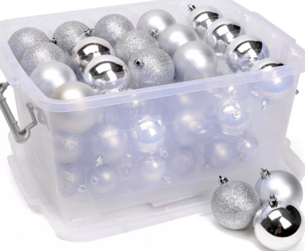 Christmas gifts Kerstboomversieringen> 70 Kerstballen In Opbergbox - Kunststof Kerstballen - O4/5/6 Cm - Mat/ Glanzend/ Glitter