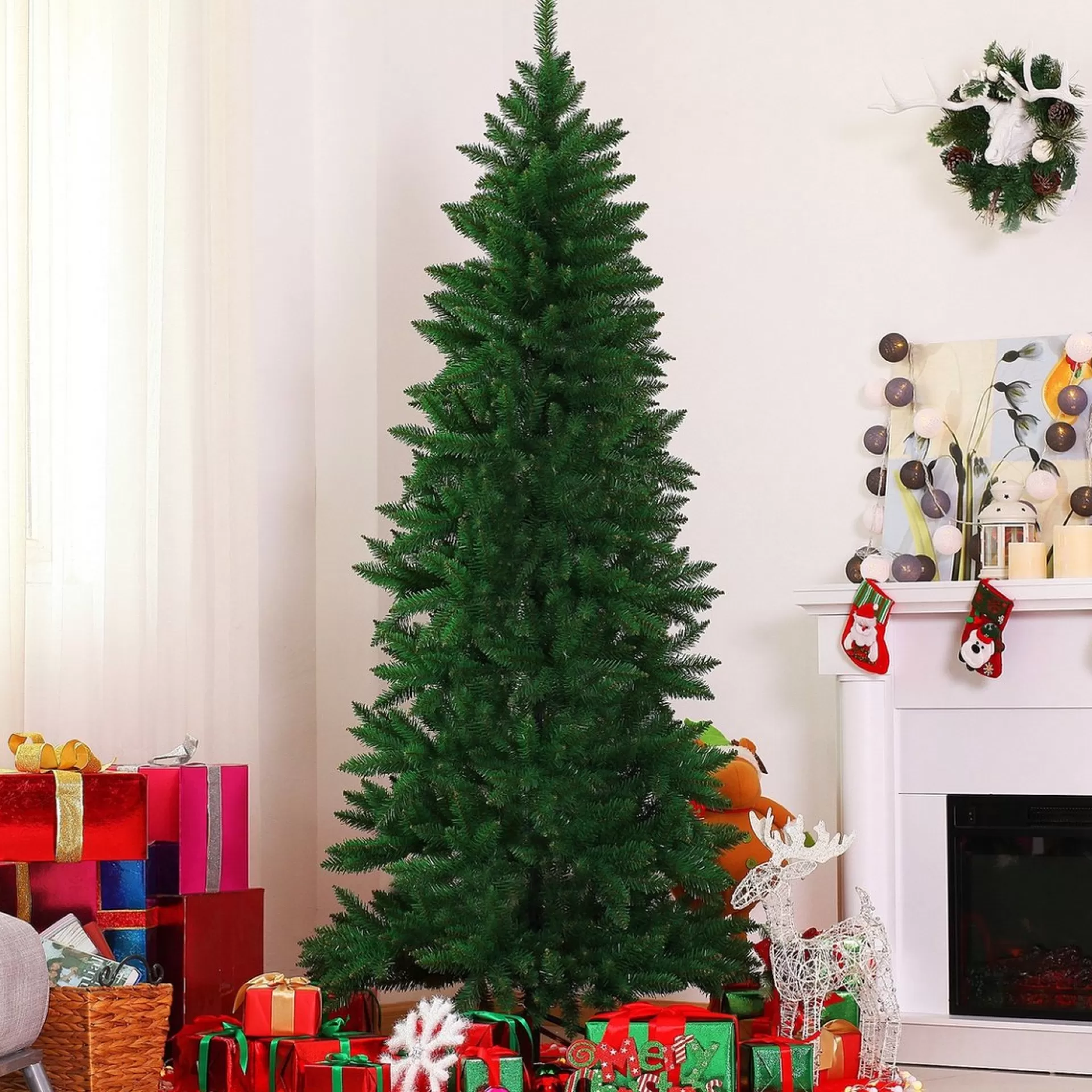 ChristmasGoodz - Kunstkerstboom - Smalle Kunstkerstboom - Smalle Kerstboom - Volle Boom 210 Cm Shop
