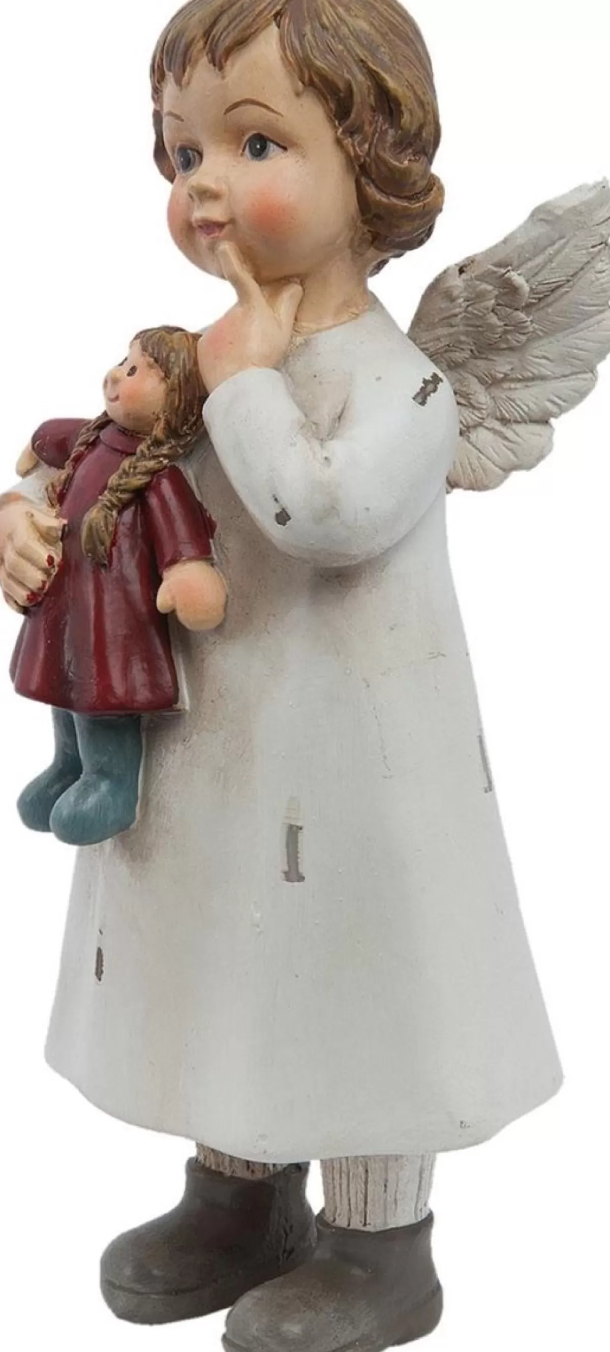 Clayre u0026 Eef Kerstbeelden>Clayre & Eef Beeld Engel 6X5X14 Cm Wit Polyresin Kerstdecoratie