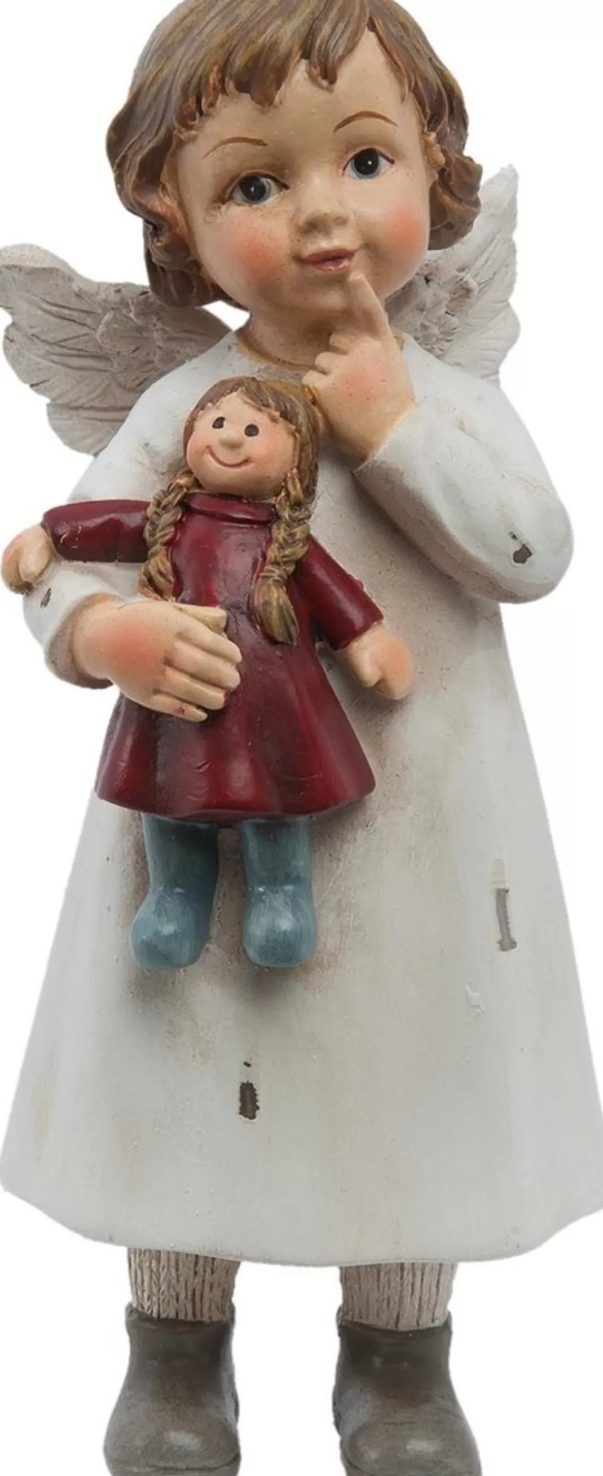 Clayre u0026 Eef Kerstbeelden>Clayre & Eef Beeld Engel 6X5X14 Cm Wit Polyresin Kerstdecoratie