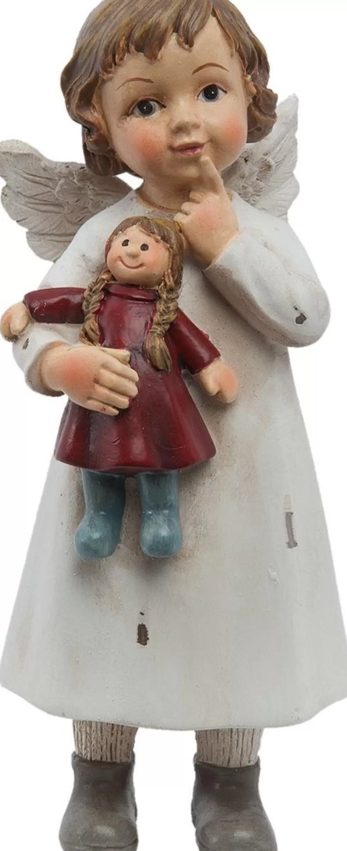 Clayre u0026 Eef Kerstbeelden>Clayre & Eef Beeld Engel 6X5X14 Cm Wit Polyresin Kerstdecoratie