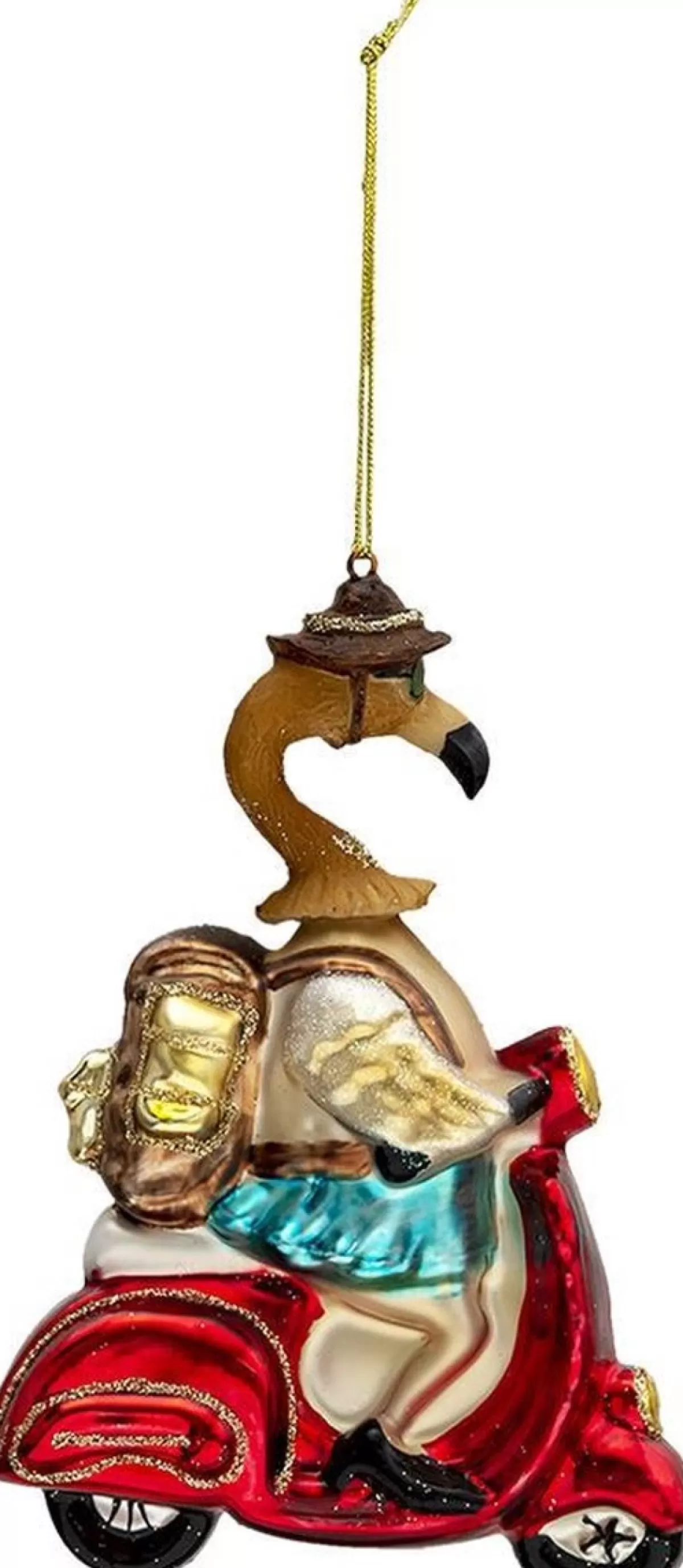 Clayre u0026 Eef Kersthanger>Clayre & Eef Kersthanger Flamingo 10X5X13 Cm Rood Bruin Glas Kerstbal