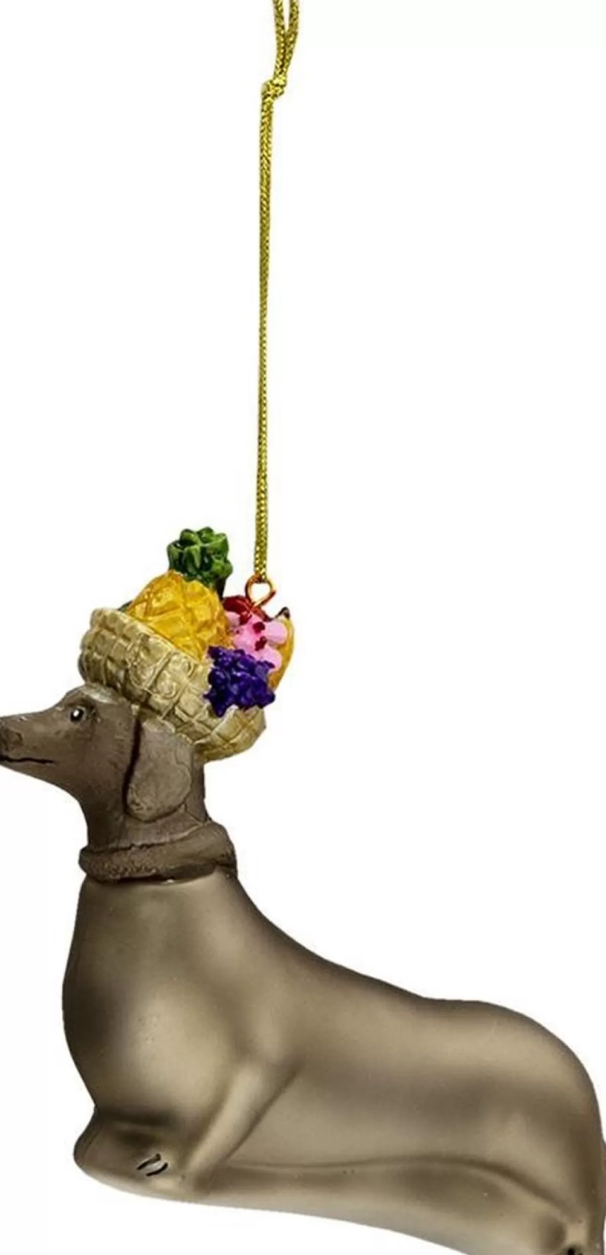 Clayre u0026 Eef Kersthanger>Clayre & Eef Kersthanger Hond 11X4X10 Cm Grijs Glas Kerstbal