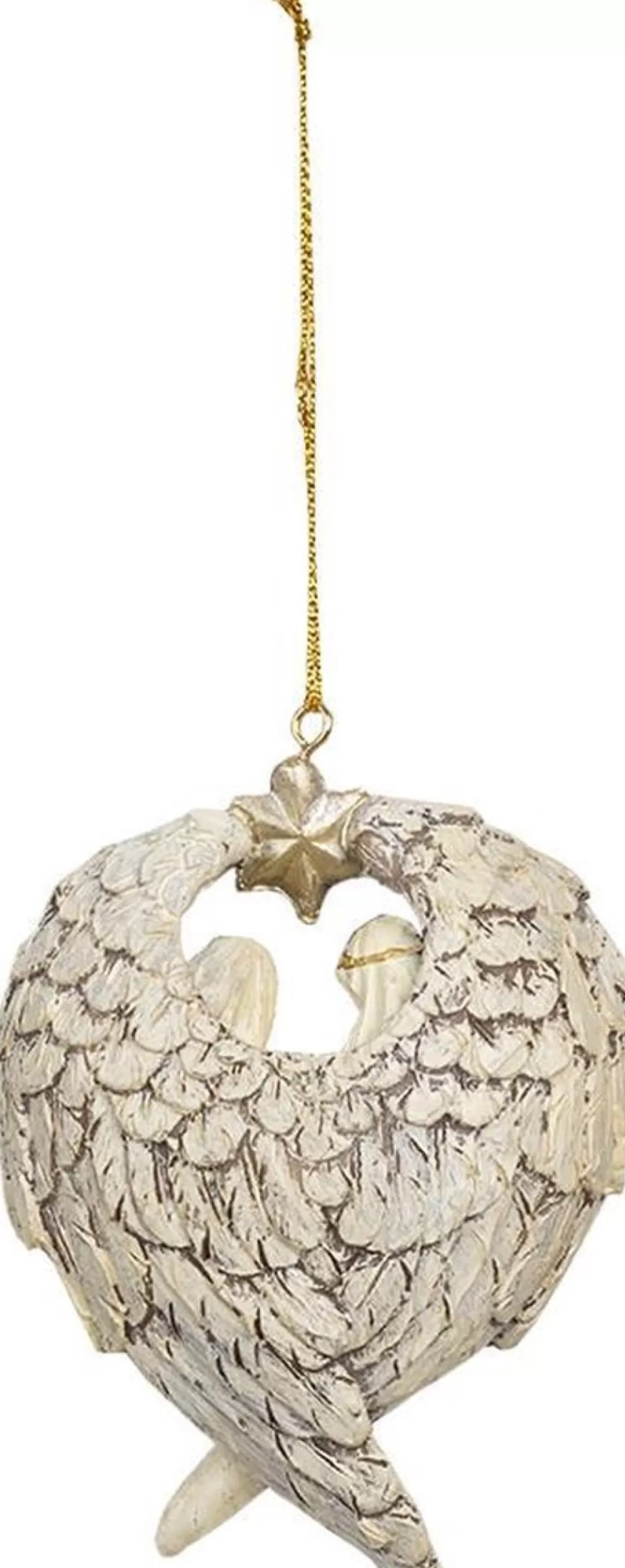 Clayre u0026 Eef Kersthanger>Clayre & Eef Kersthanger Kerstgroep 8X3X10 Cm Grijs Beige Kunststof Kerstbal