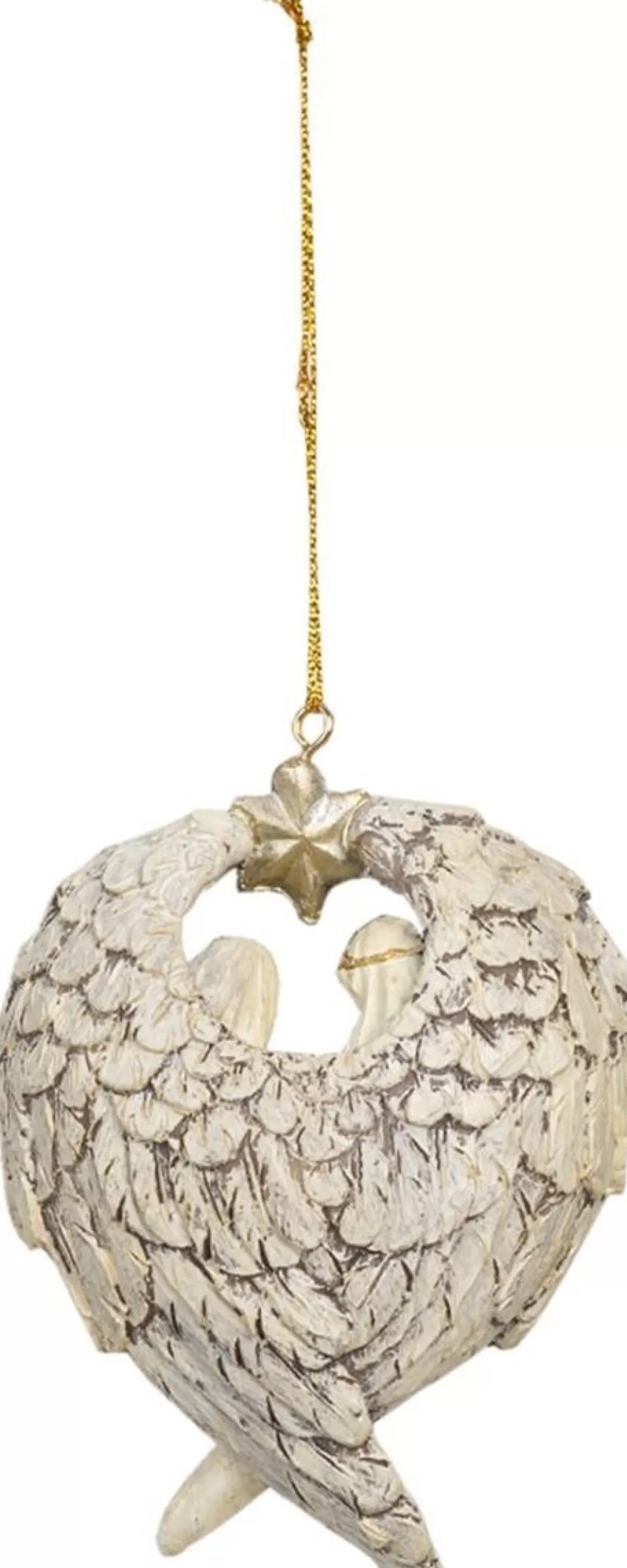 Clayre u0026 Eef Kersthanger>Clayre & Eef Kersthanger Kerstgroep 8X3X10 Cm Grijs Beige Kunststof Kerstbal
