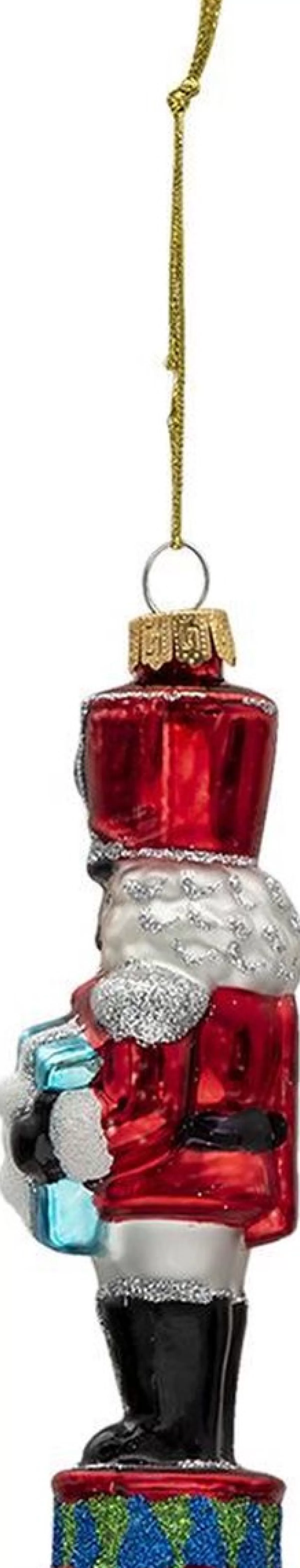 Clayre u0026 Eef Kersthanger>Clayre & Eef Kersthanger Notenkraker 15 Cm Rood Groen Glas Kerstbal