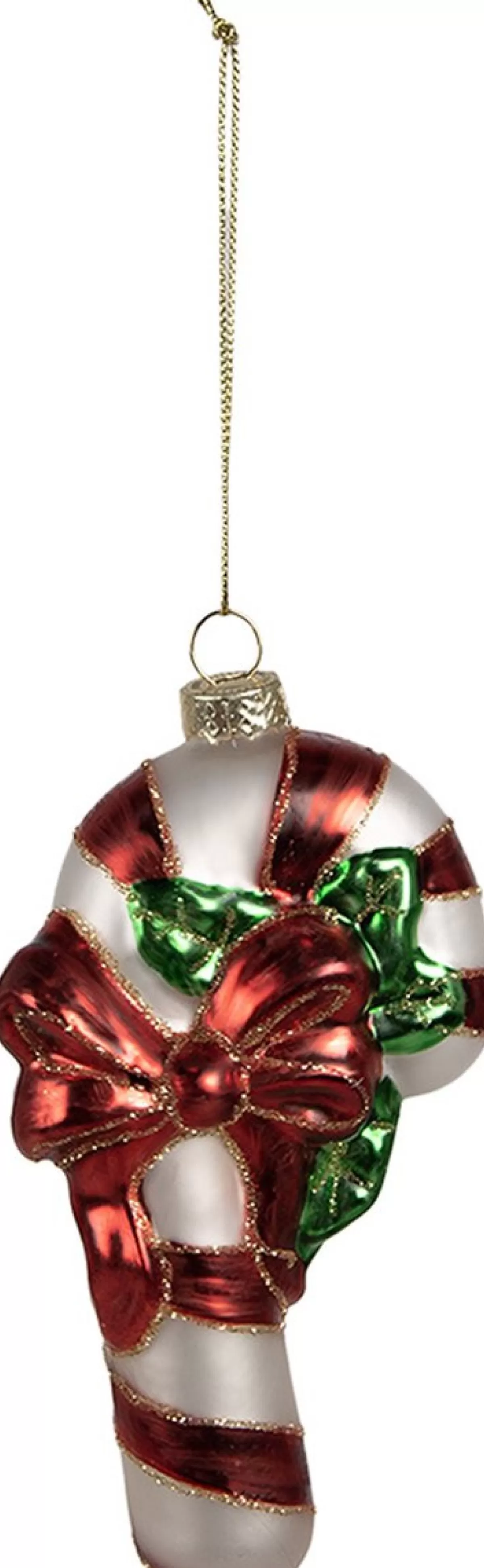 Clayre u0026 Eef Kersthanger>Clayre & Eef Kersthanger Zuurstok 13 Cm Rood Wit Glas Kerstboomversiering