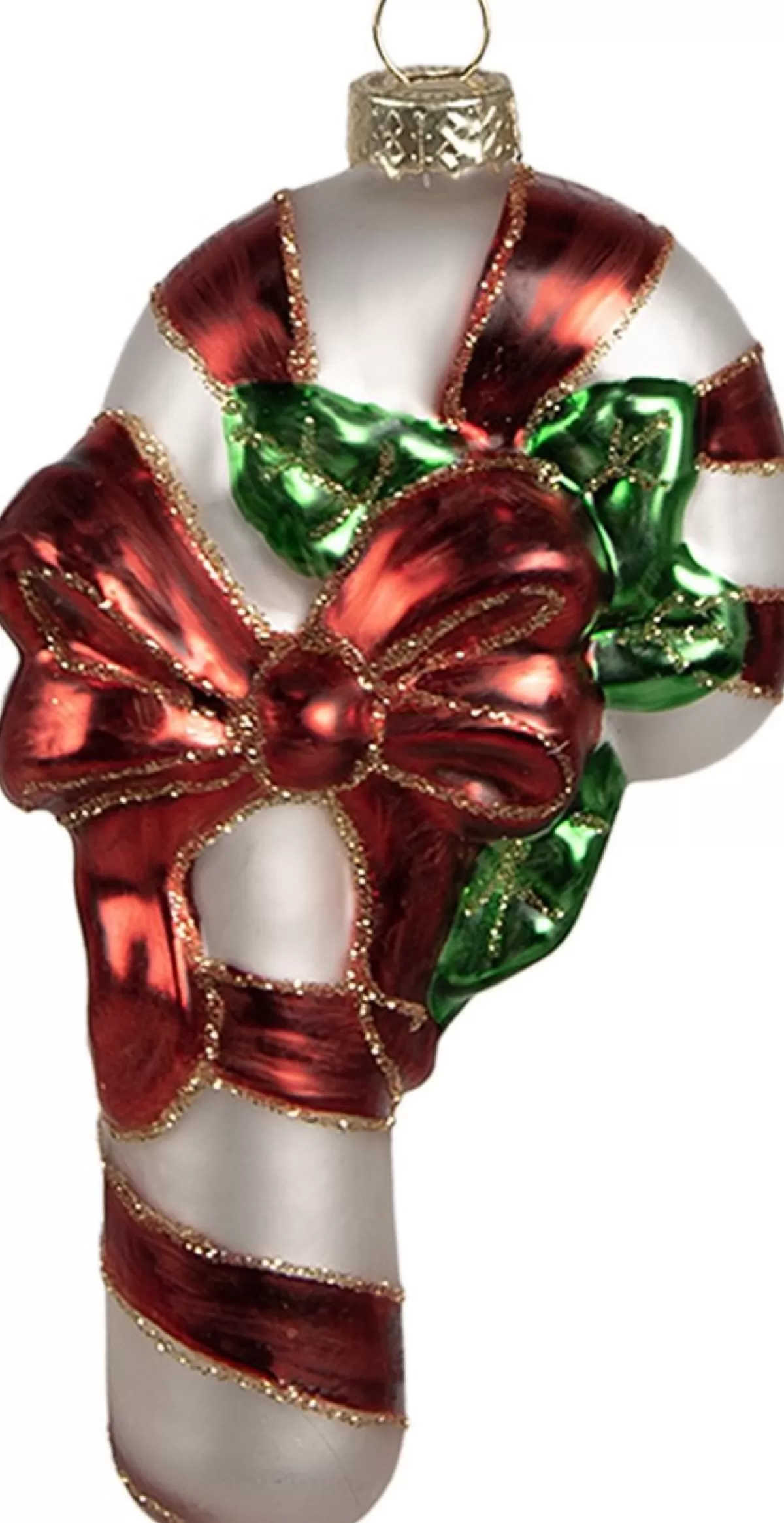 Clayre u0026 Eef Kersthanger>Clayre & Eef Kersthanger Zuurstok 13 Cm Rood Wit Glas Kerstboomversiering