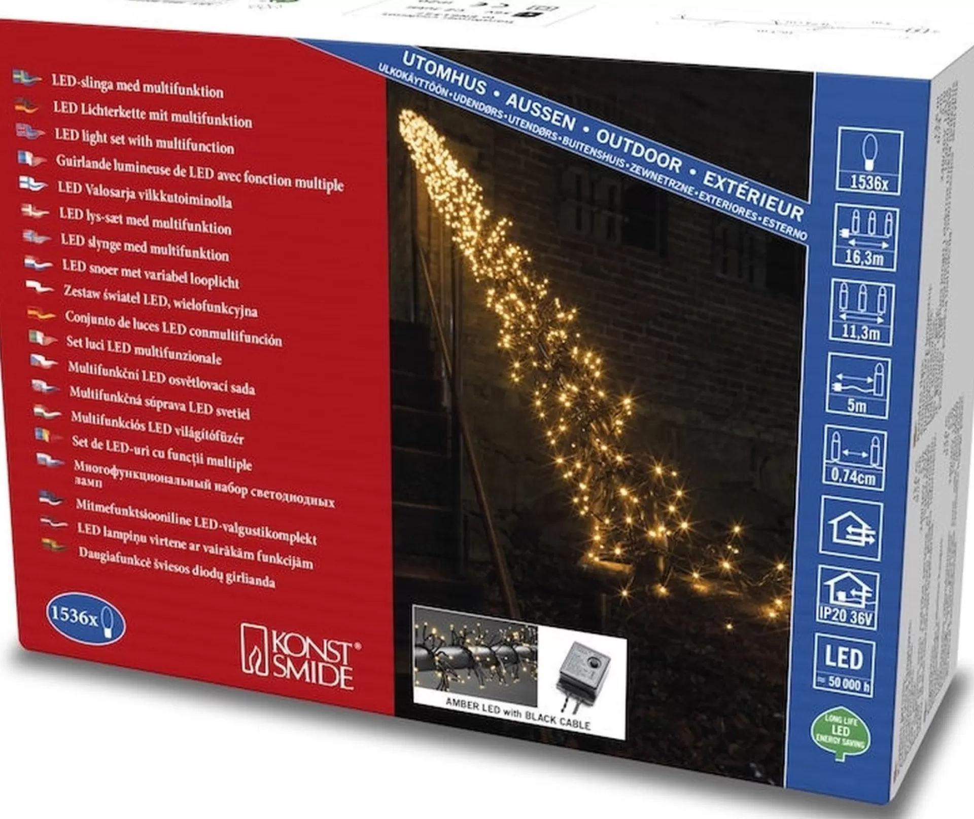 Konst Smide Clusterverlichting Voor Binnen En Buiten - 8 Functies - 1536 Leds – 2100K Amber – 11,3 Meter – Kerstverlichting – Ip44 – Incl. Transformator Online