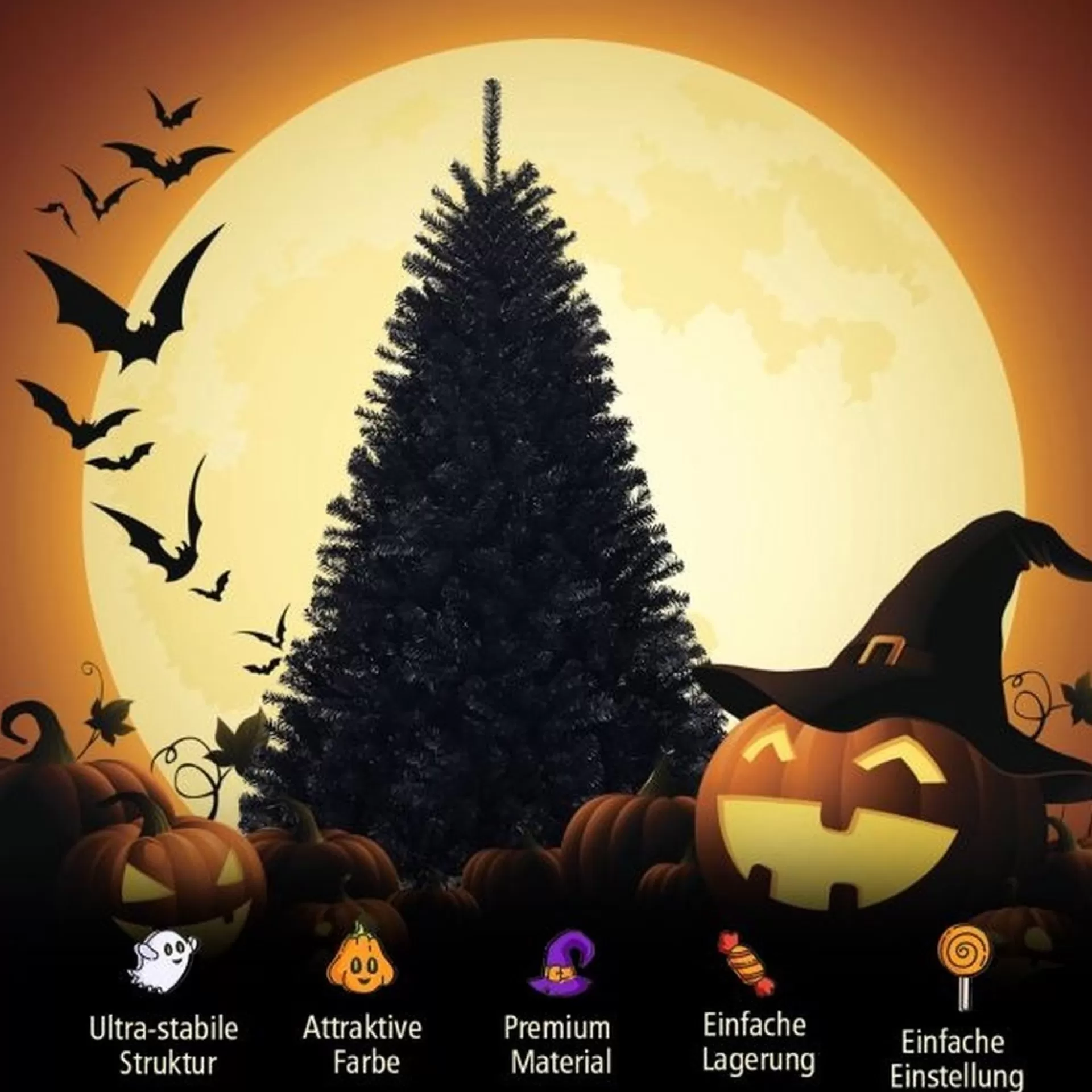 COAST™ Coast Grote Kunstkerstboom Halloween - Zwart - 225 Cm Discount