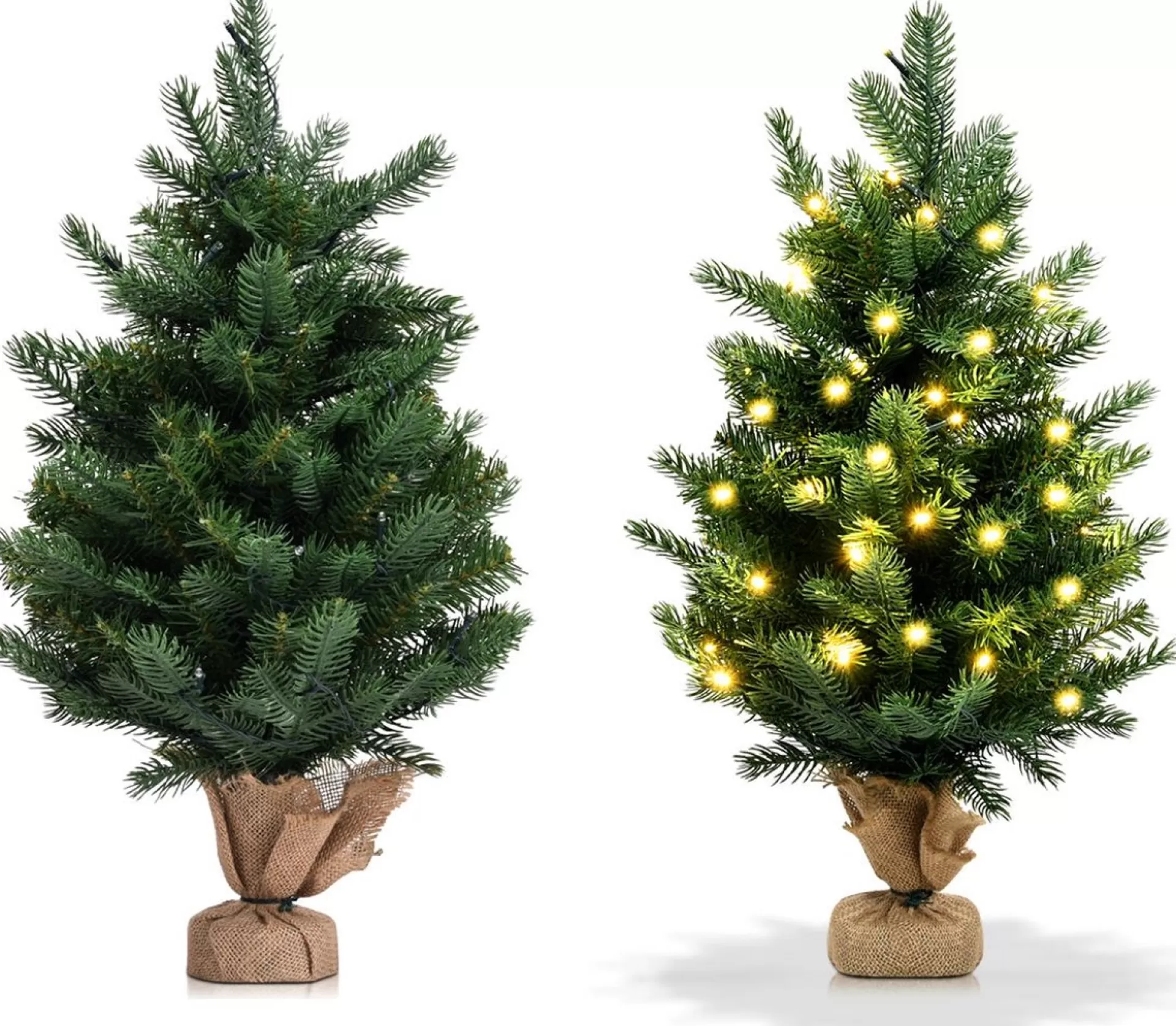 CW Costway 60Cm Kunstmatige Tafelblad Kerstboom Met Led-Verlichting En Timerfunctie Groen Best