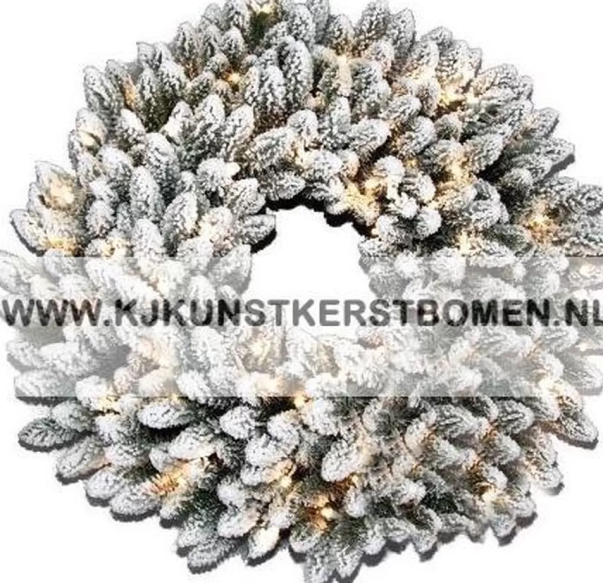 KJ Kunstkerstbomen Kerstkransen>Dakota Flock Kerst Krans Met 100 Geintegreerde Warme Led Lampjes - Kerst Krans Dakota Flock 120 Cm - 380 Takken