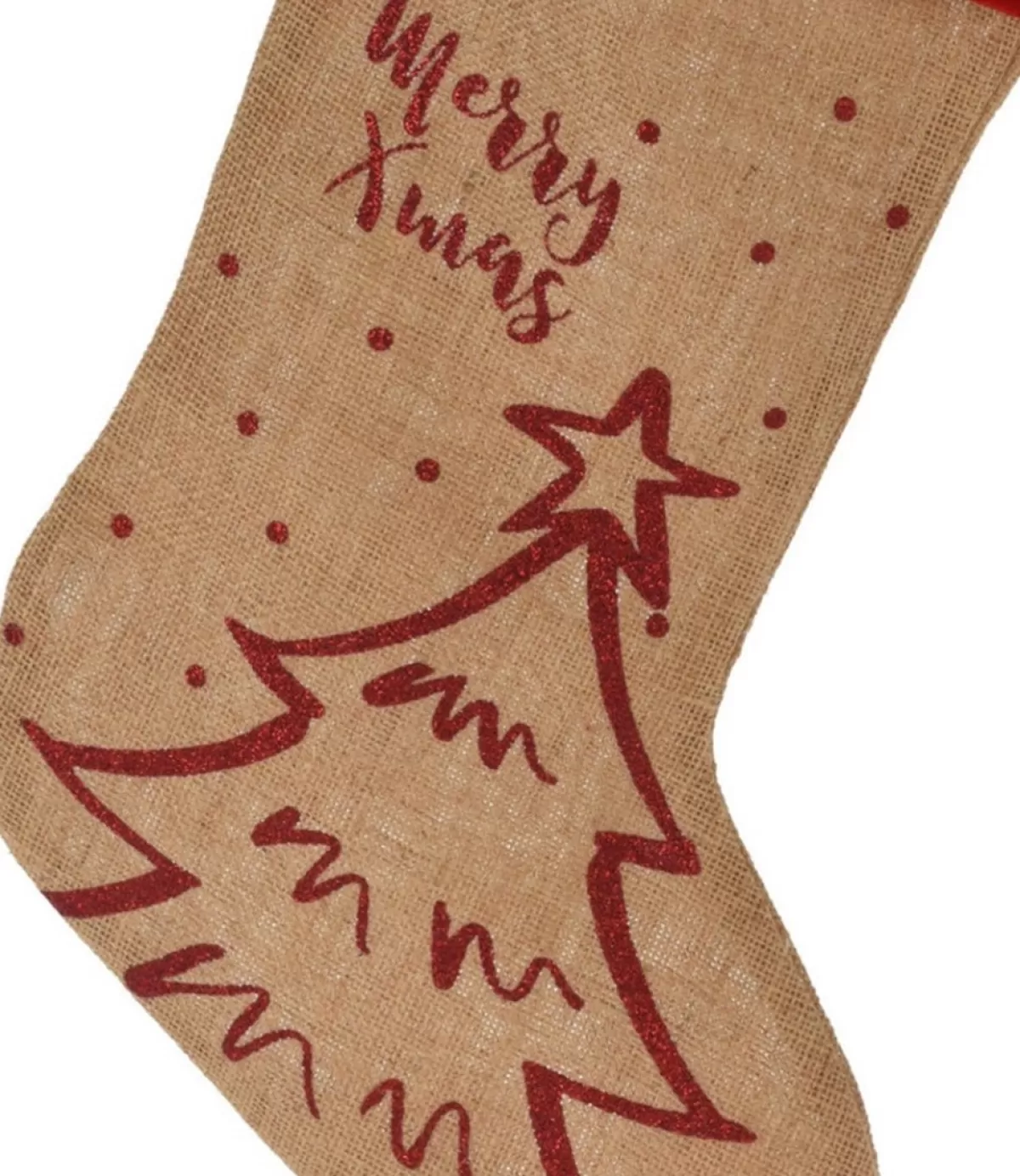 Merkloos Kerstsokken>Decoratie Kerstsokken - 2X Stuks - H52 Cm - Jute/Polyester