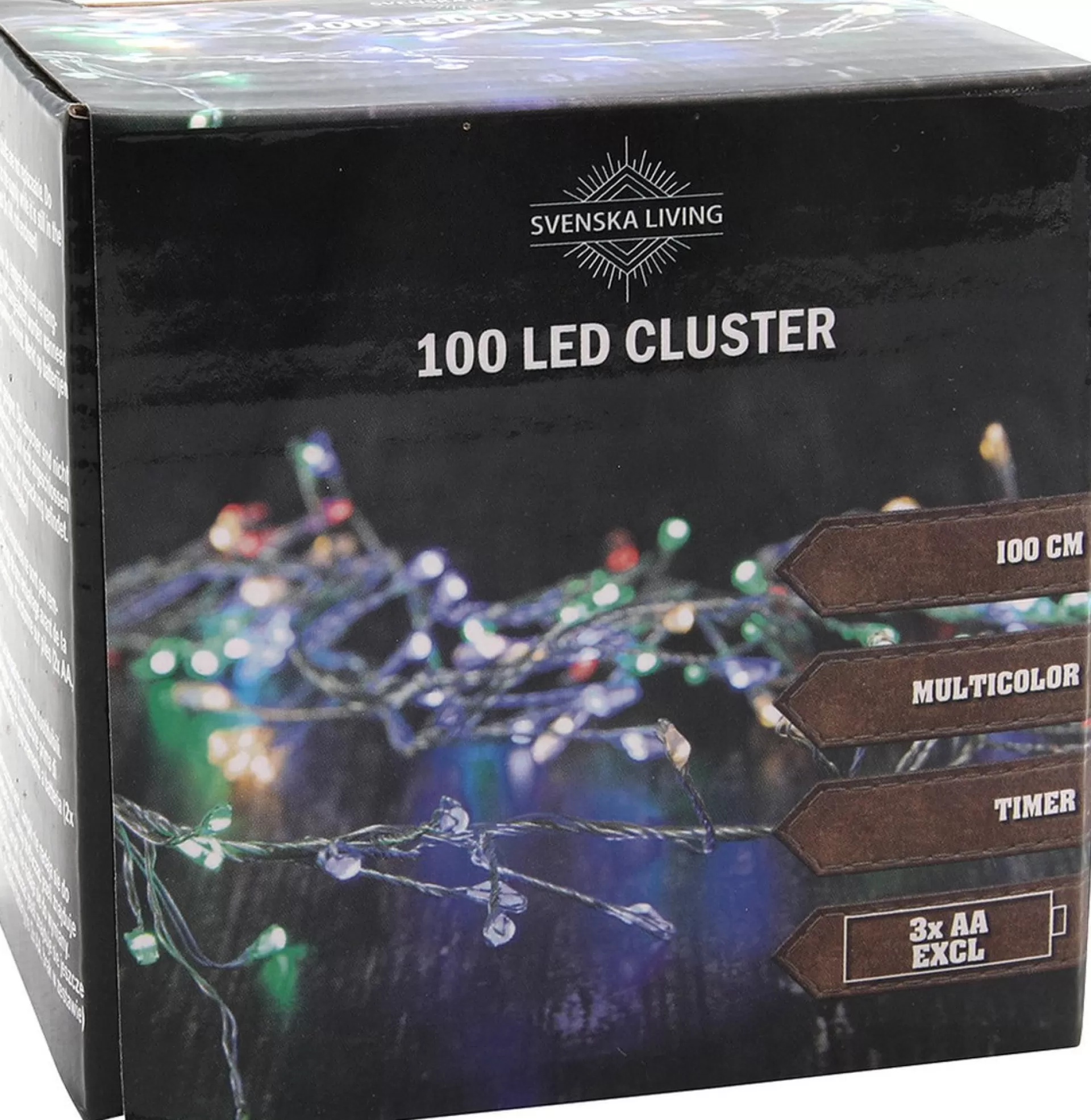 Svenska Living Kerstlichtsnoeren>Draadverlichting Lichtsnoer Met 100 Lampjes Gekleurd Op Batterij 100 Cm - Lichtdraden/Lichtsnoeren - Kerstverlichting