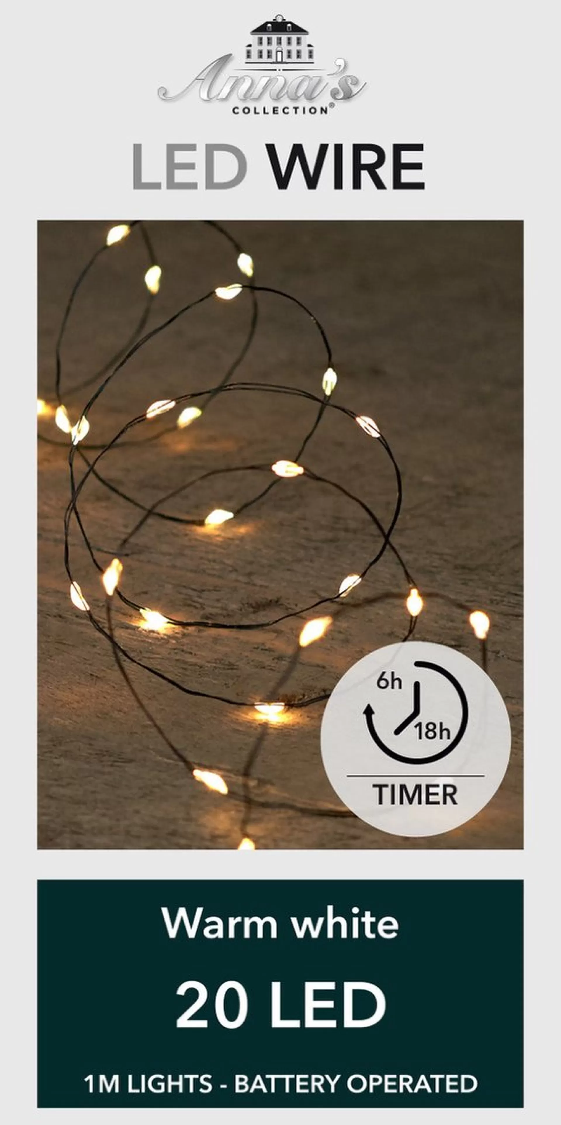 Anna's Collection Draadverlichting Lichtsnoer Met 20 Lampjes Warm Wit Op Batterij 100 Cm - Lichtdraden/Lichtsnoeren - Kerstverlichting Sale