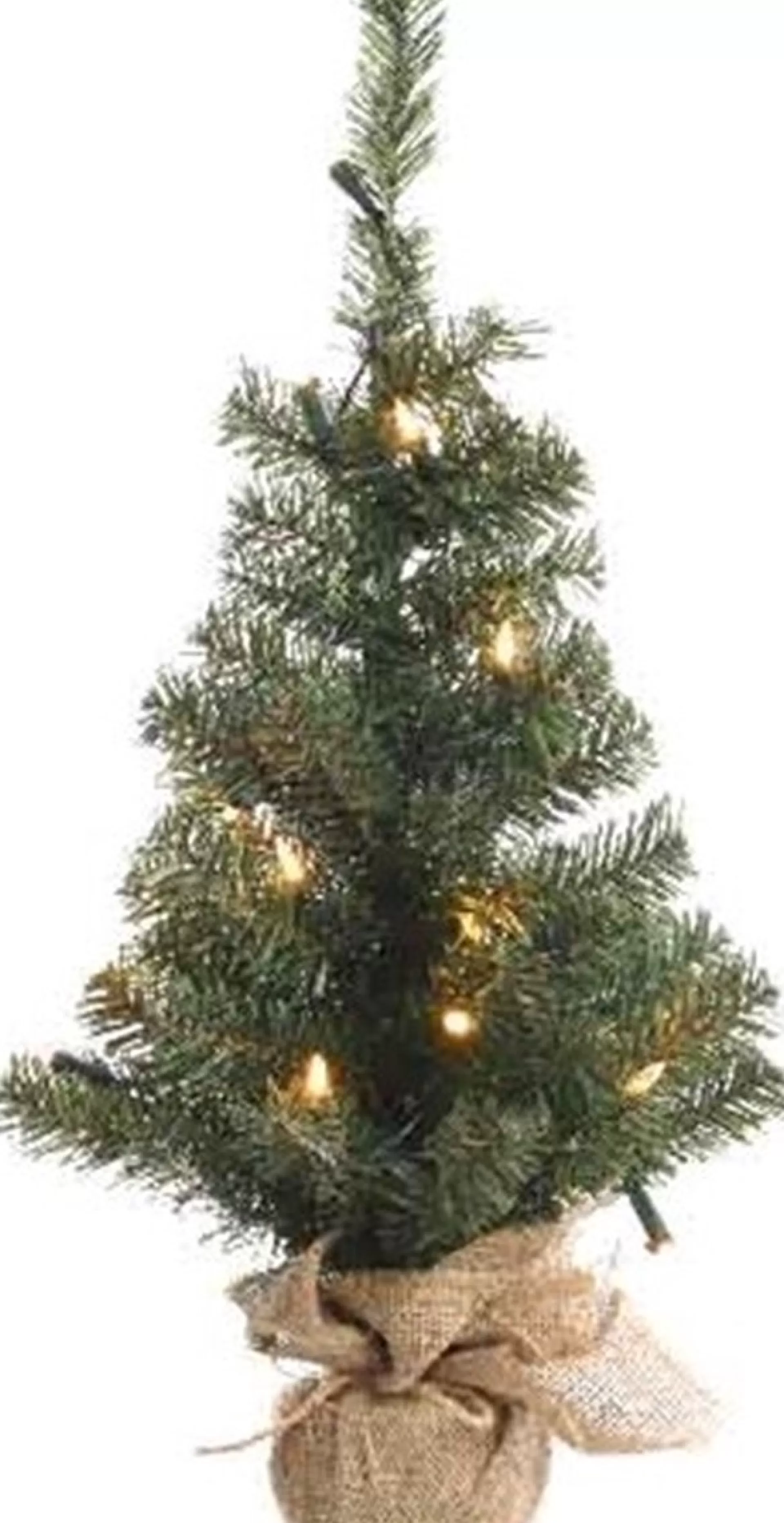 Everlands Mini Kunstkerstboom - 60 Cm Hoog - In Jute Zak - Met Verlichting Cheap