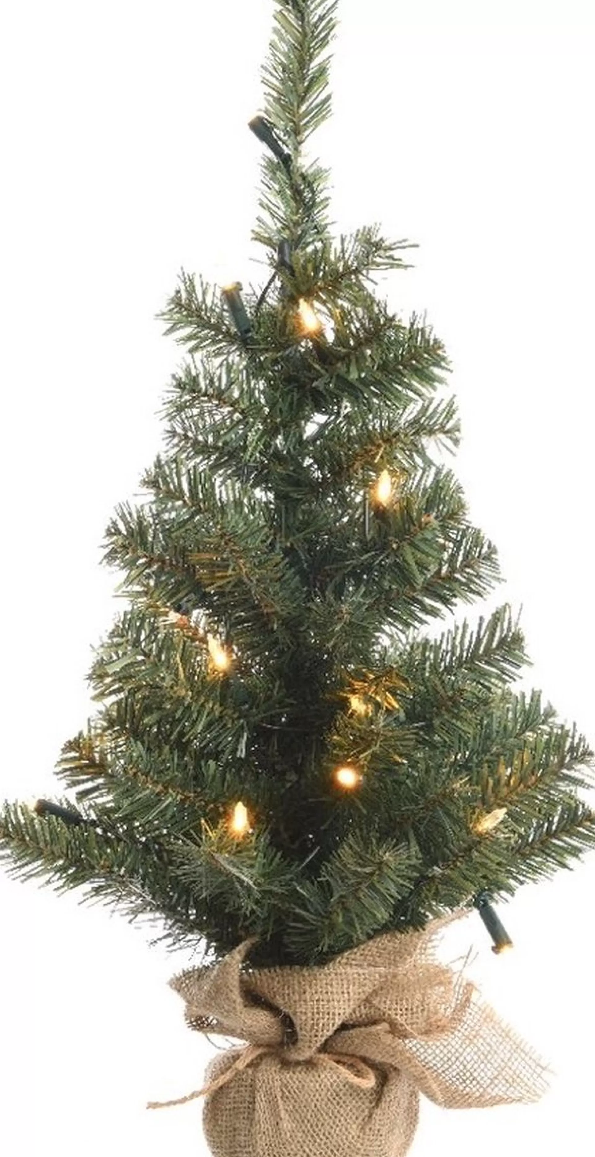 Everlands Mini Kunstkerstboom - 60 Cm Hoog - In Jute Zak - Met Verlichting Cheap