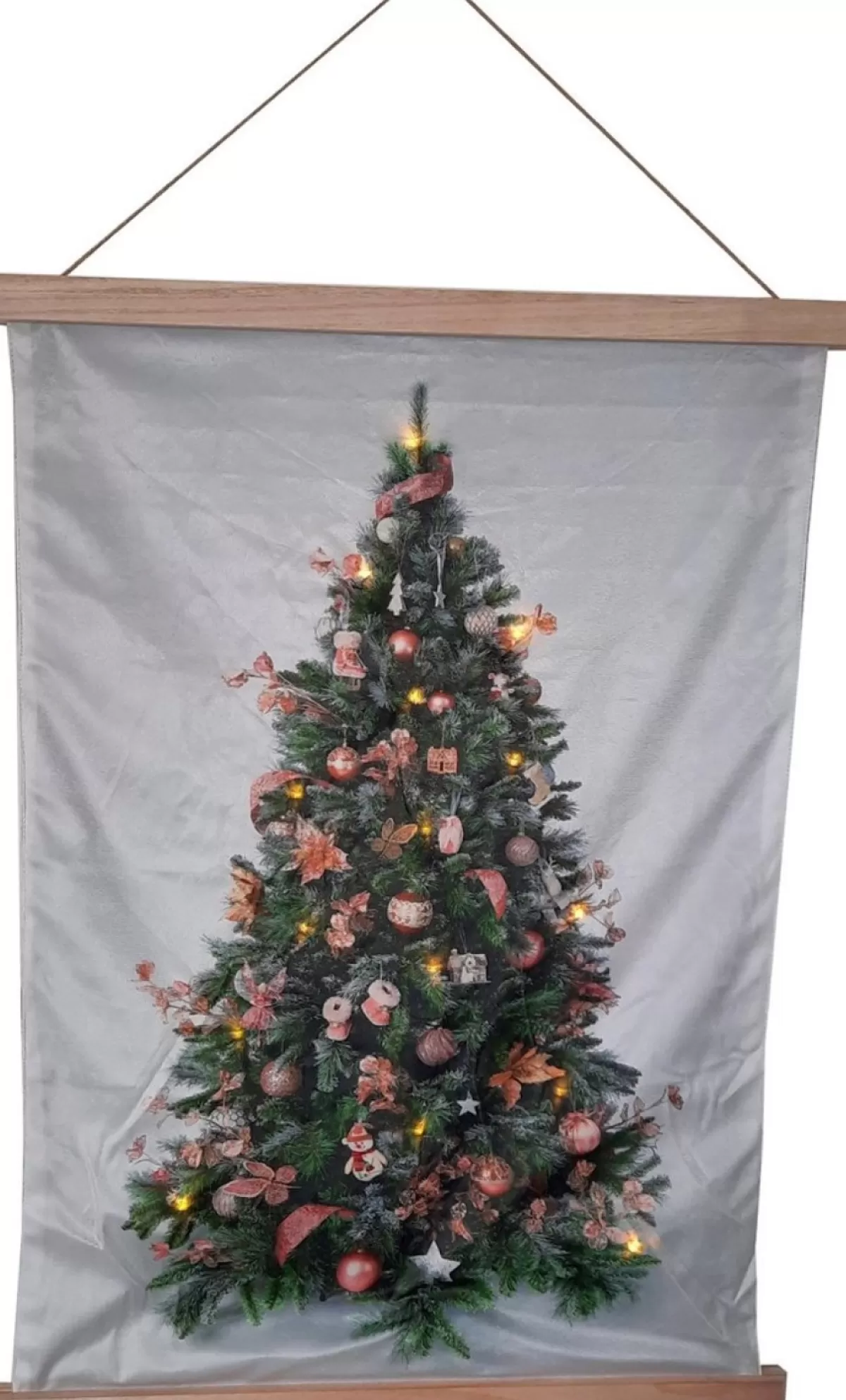 living24/7 Kersthanger>Fluweel Doek Kerstboom Roze Deco 52X70Cm / 15Led Warm 2Xaa