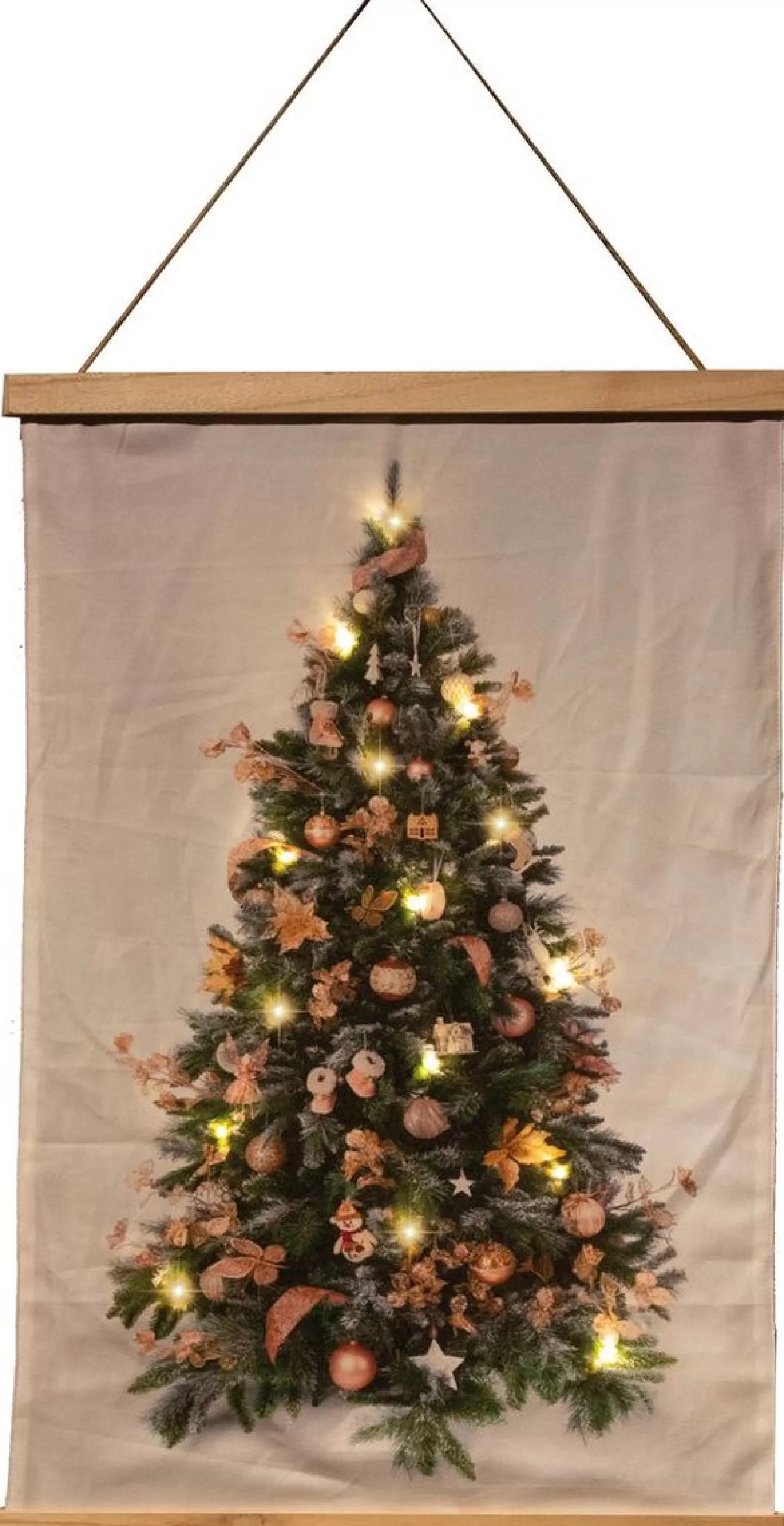 living24/7 Fluweel Poster Kerstboom Roze Deco 90X120Cm / 20Led Warm 2Xaa Cheap