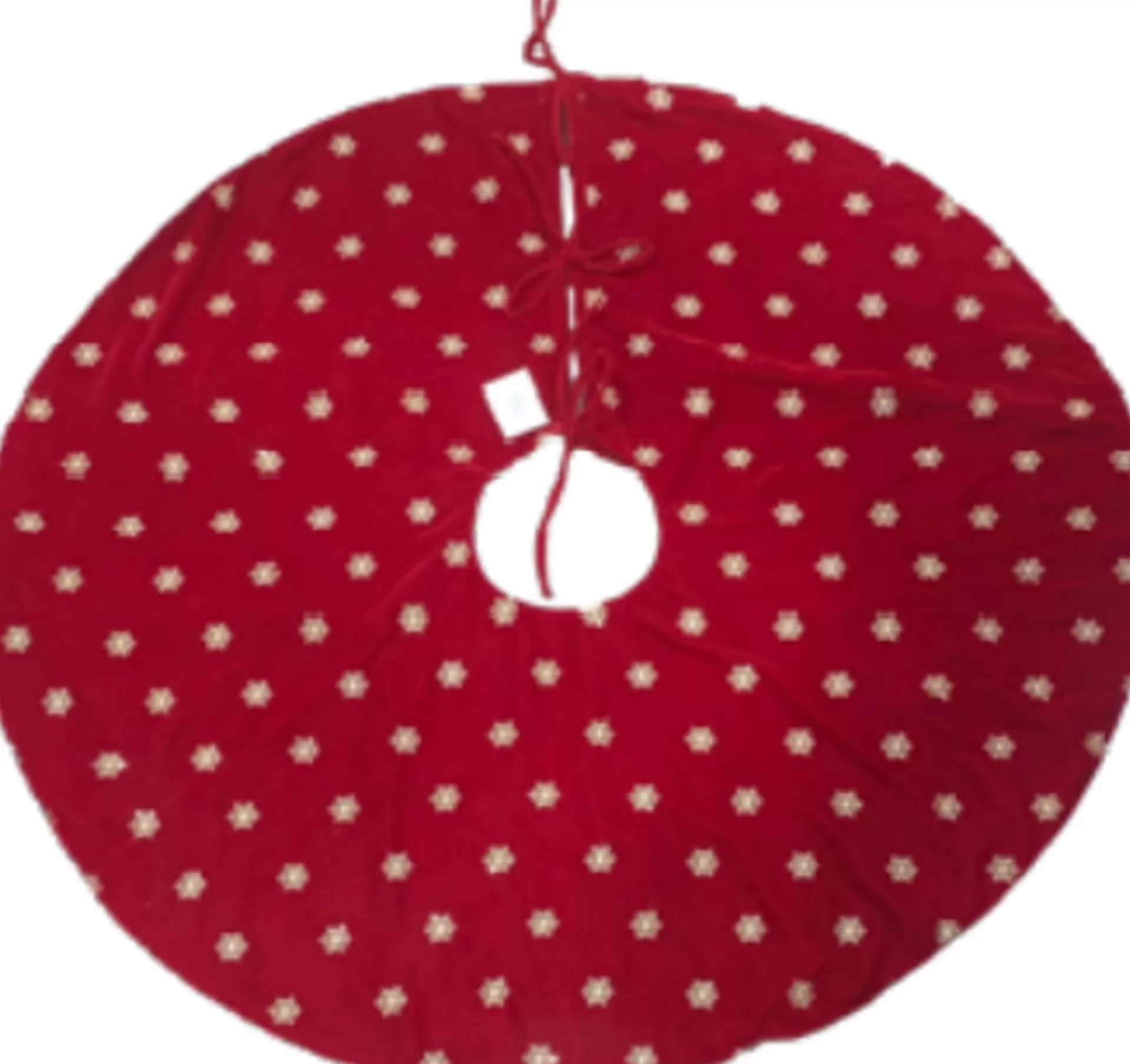 Merkloos Fluwelen Kerstboomrok - Rood - Goud - Sneeuwvlokje Motief - Kerstboomkleed - Kerstboom - Kerstversiering Discount