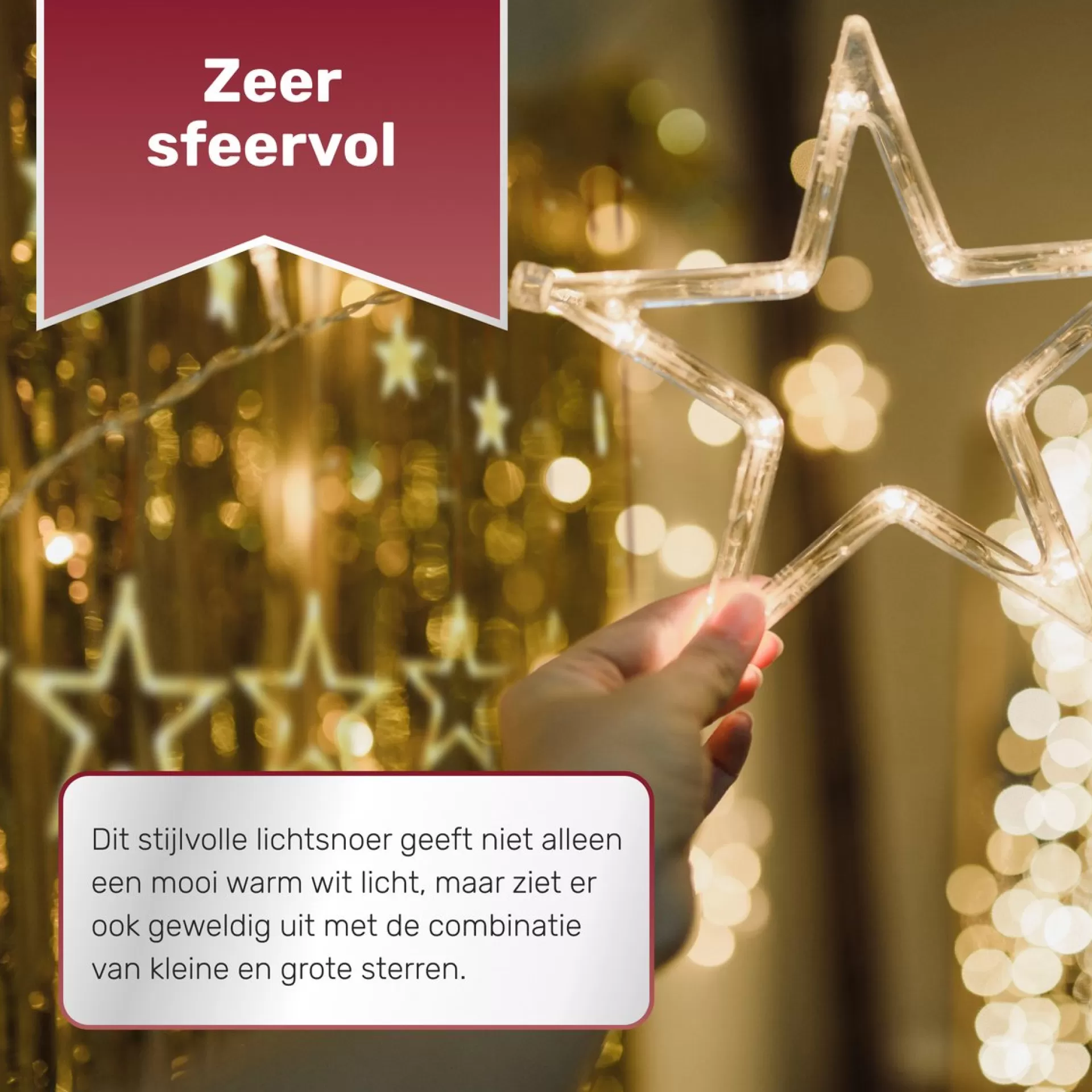 Giftmas Sterrengordijn - Kerstverlichting Buiten & Binnen - 2.5M Sale